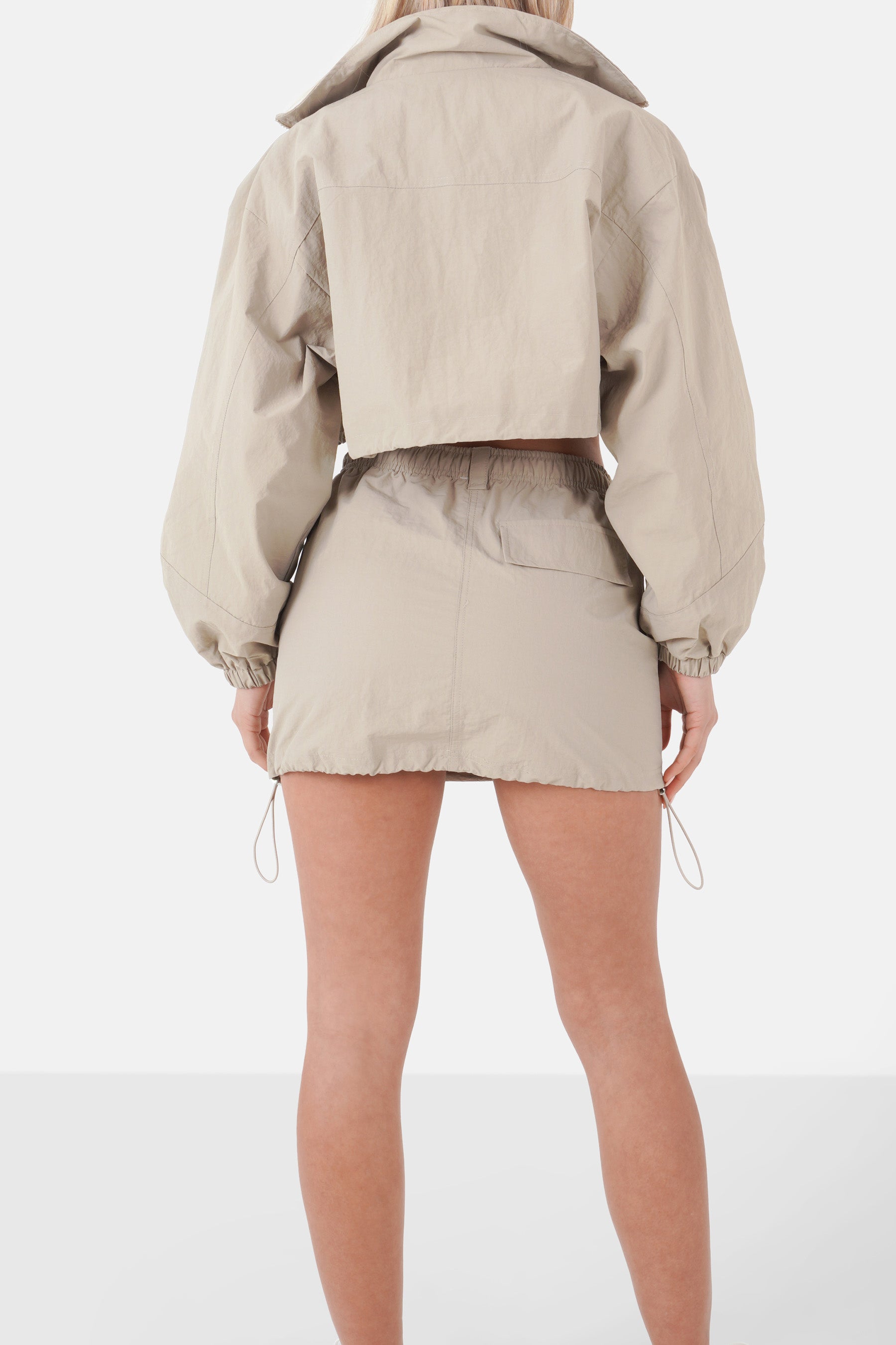 Jupe mini nylon cargo Beige