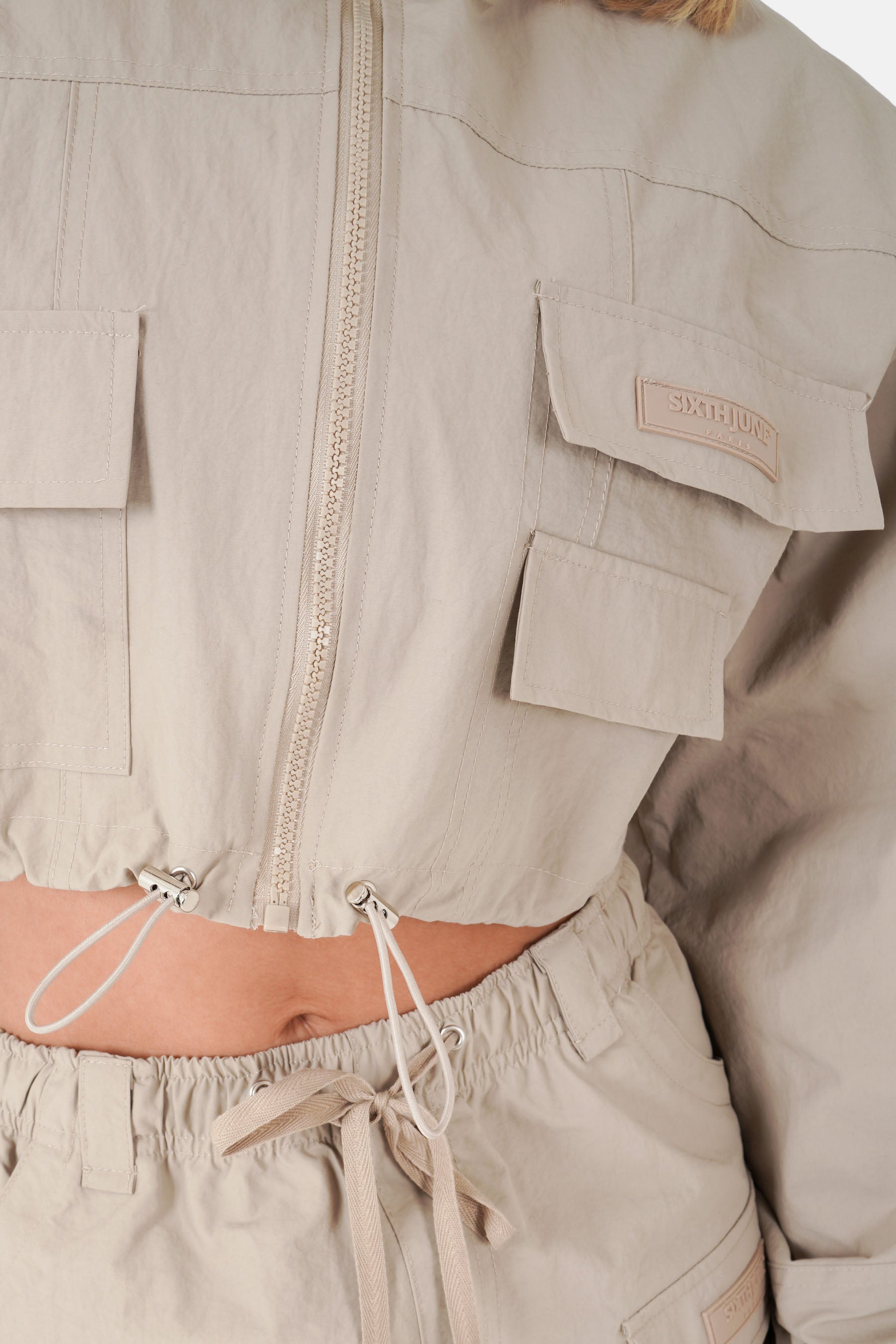 Veste nylon cargo Beige
