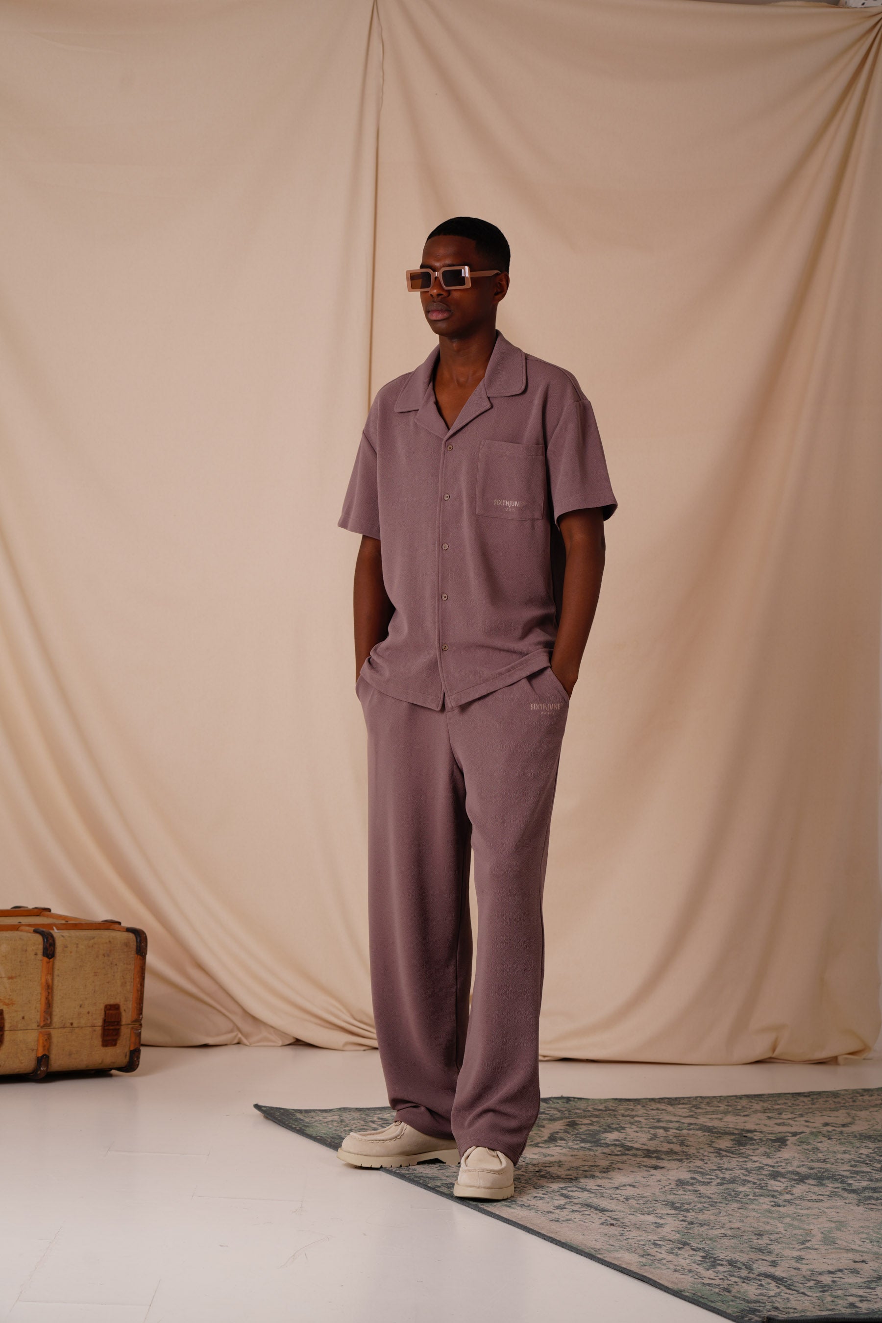 Chemise texturé logo Marron