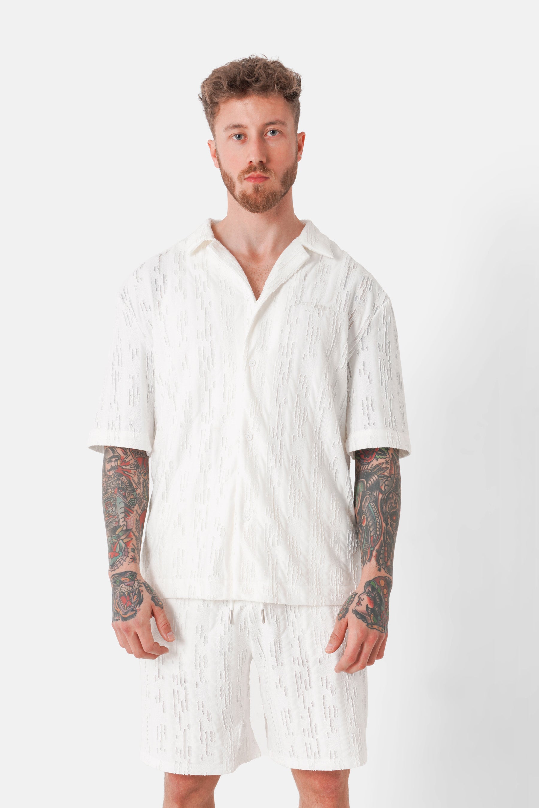Chemise texturé logo Blanc