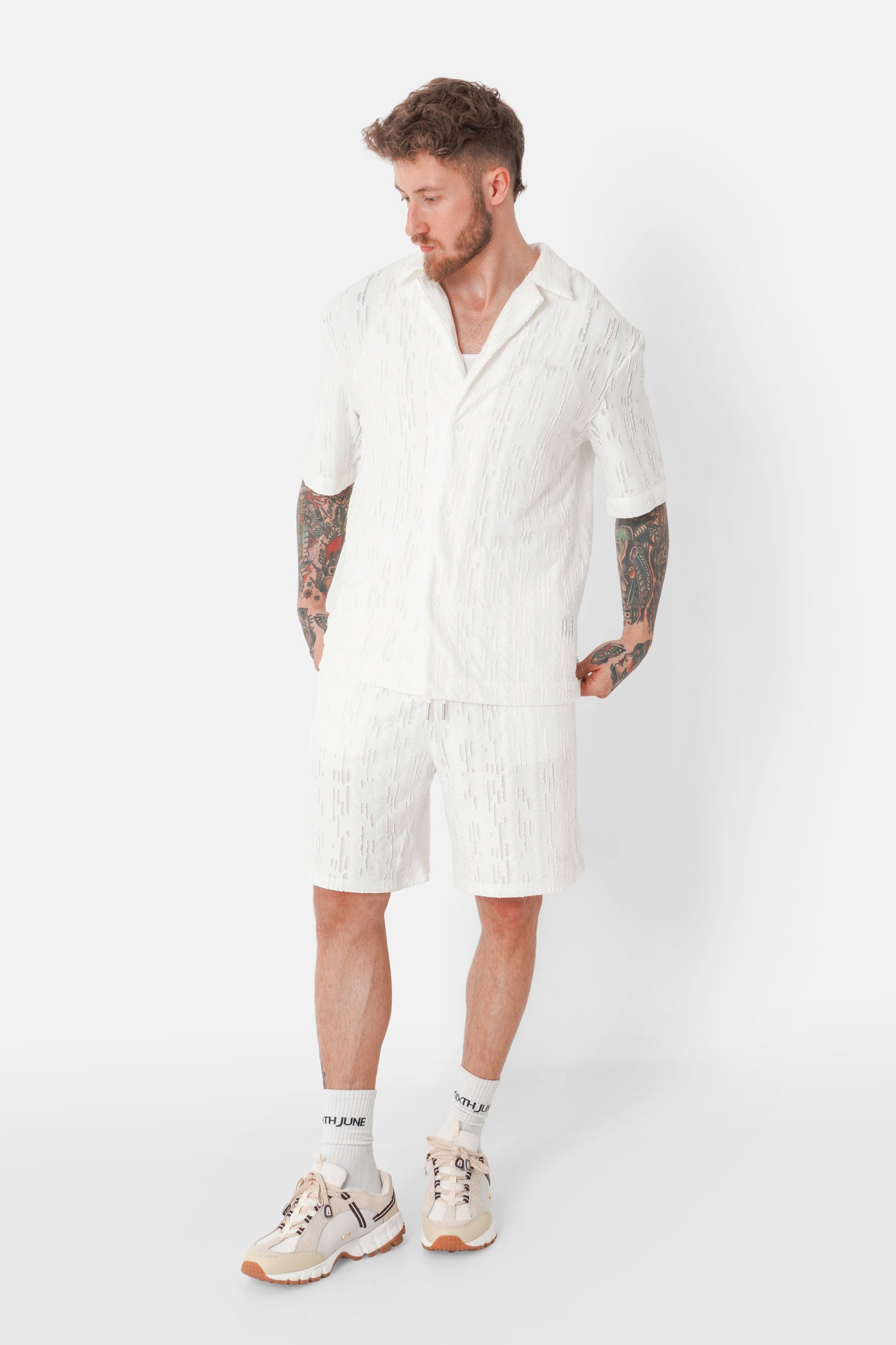 Chemise texturé logo Blanc