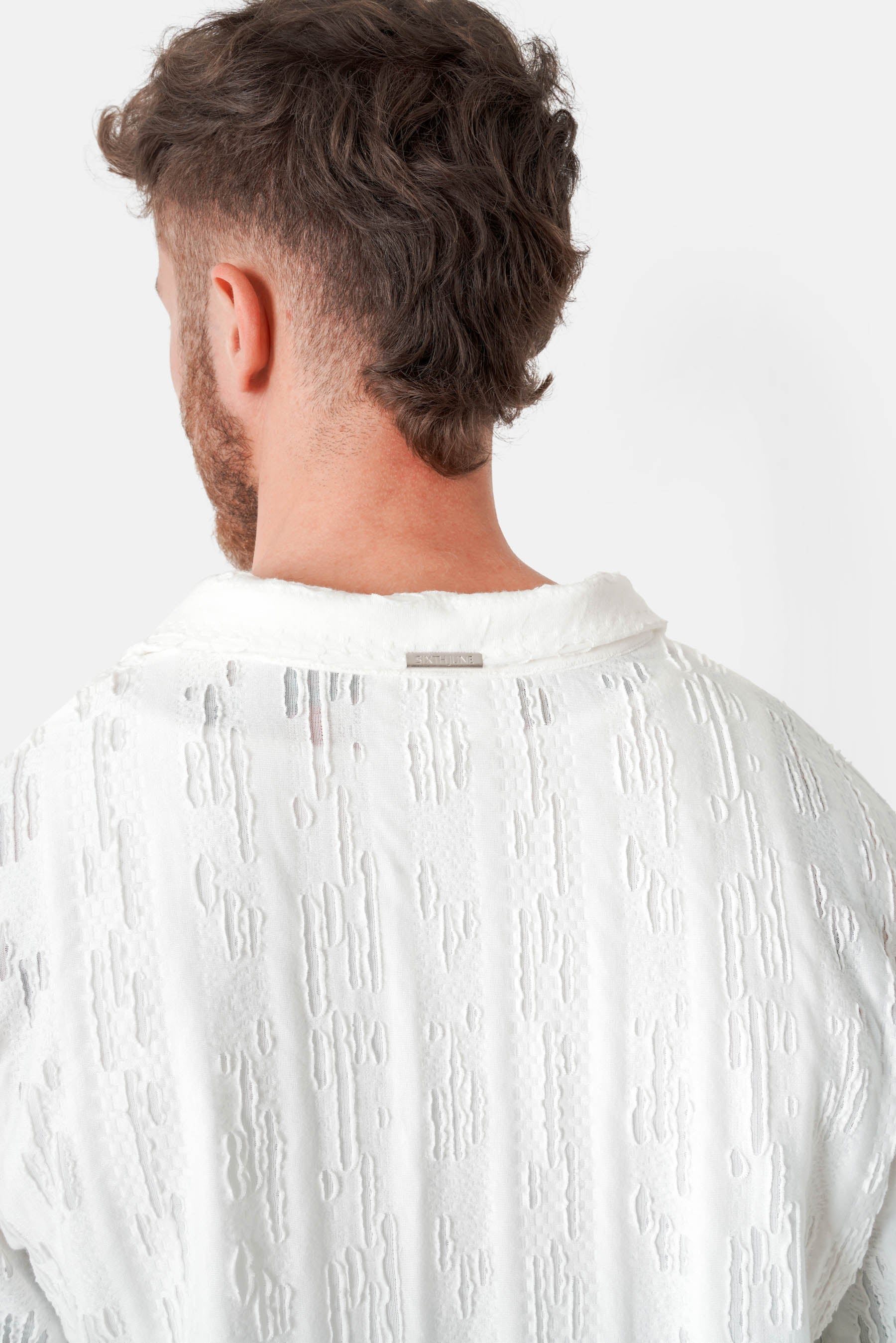 Chemise texturé logo Blanc