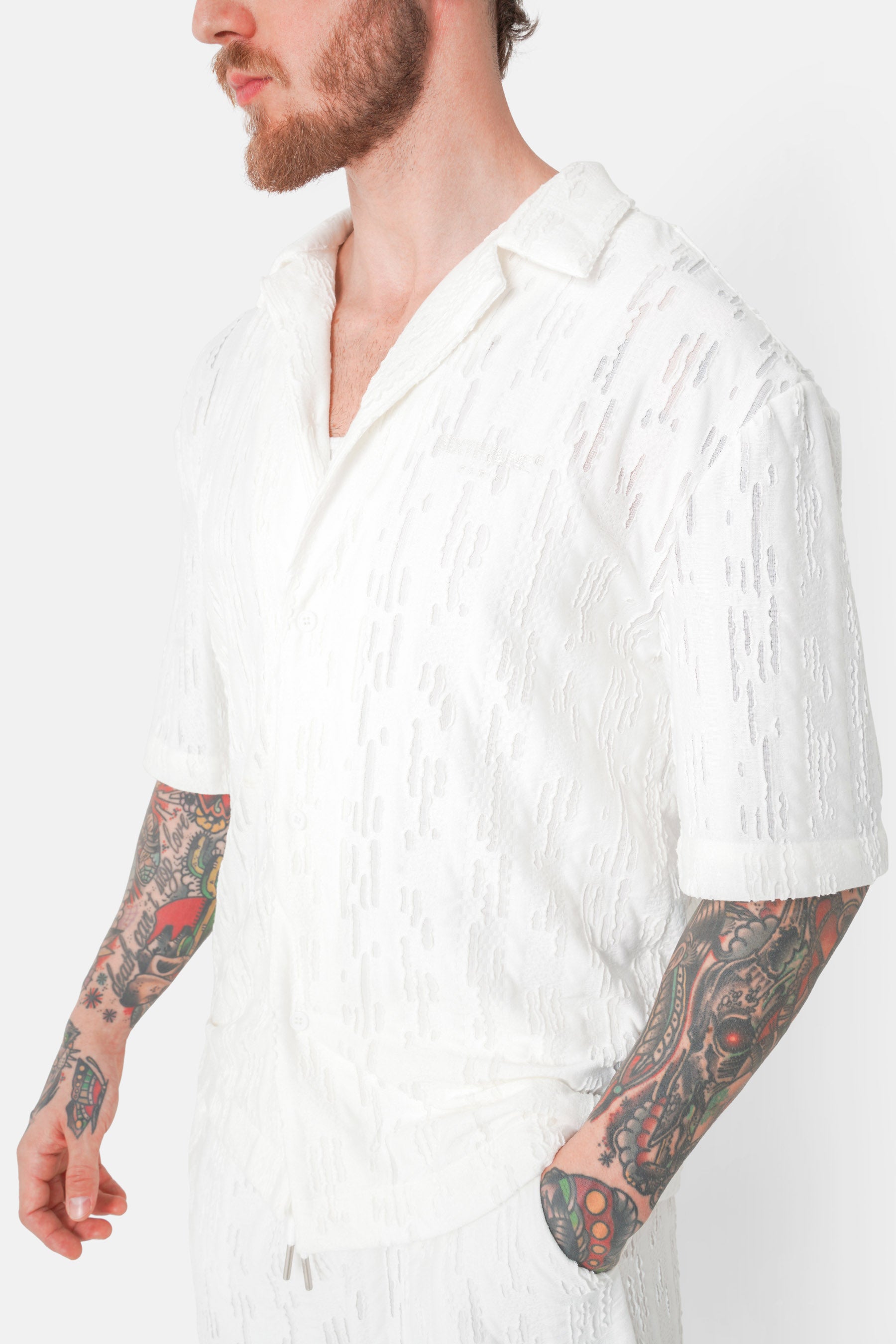 Chemise texturé logo Blanc