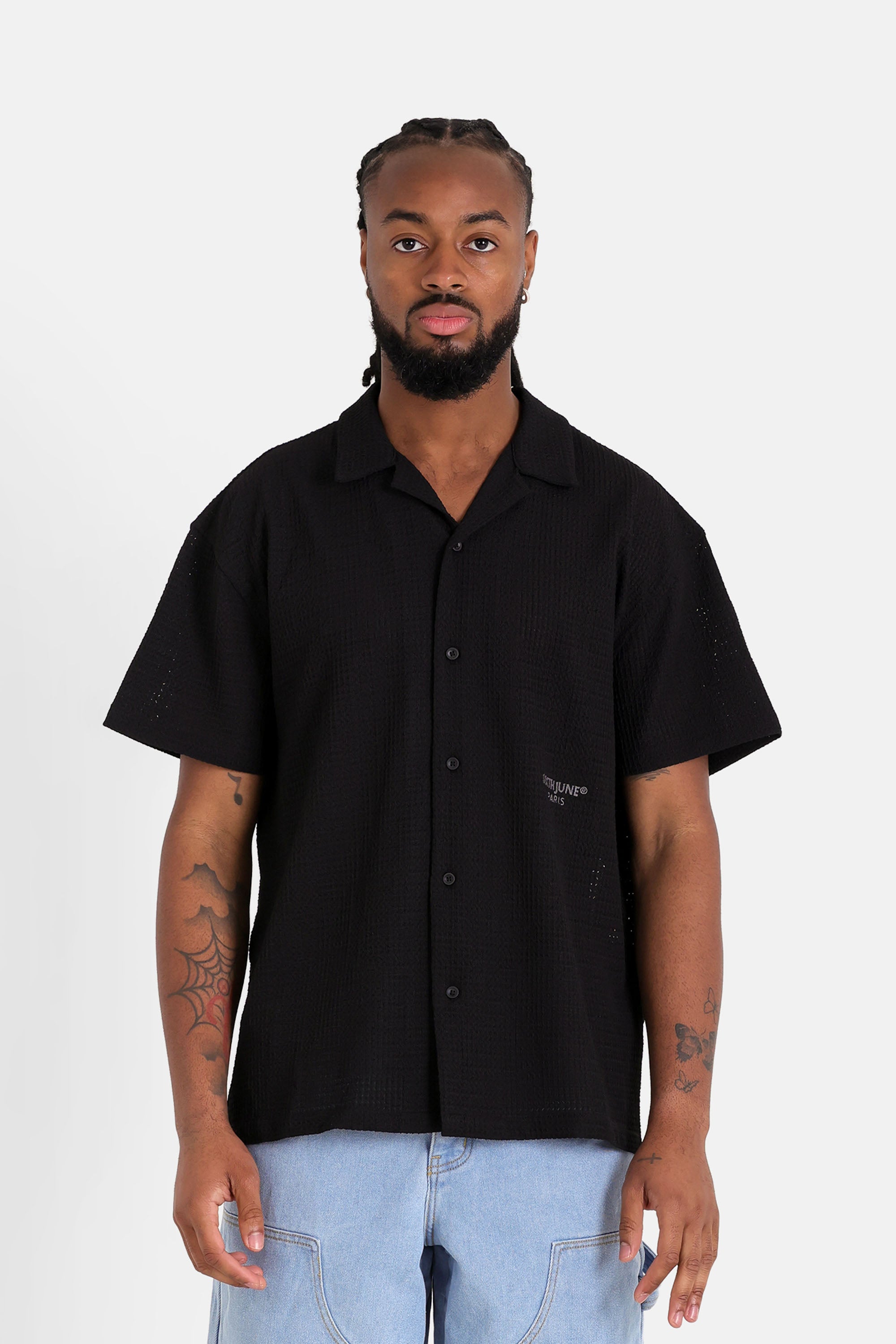 Chemise crochet broderie Noir