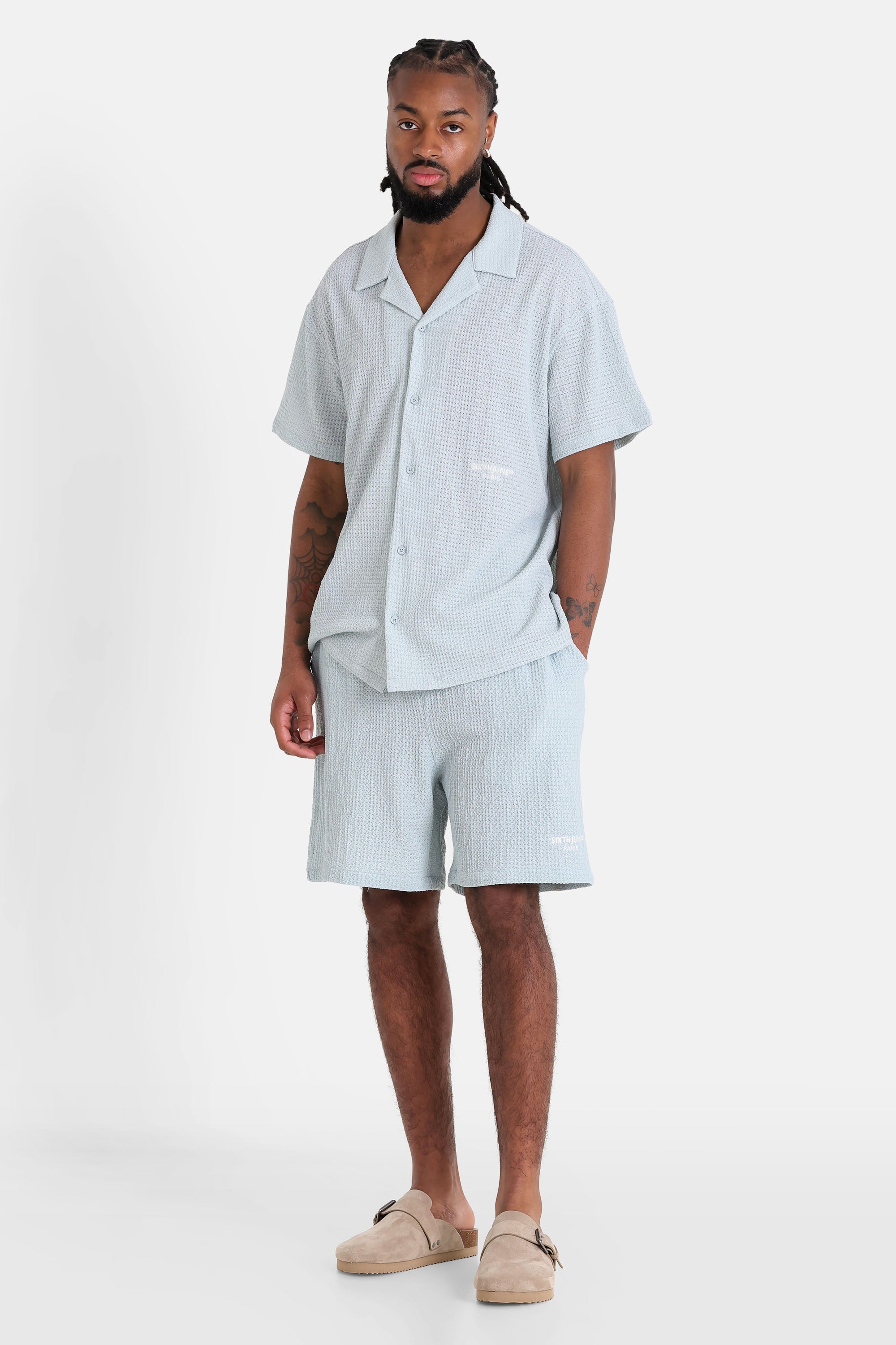 Chemise crochet broderie Bleu clair
