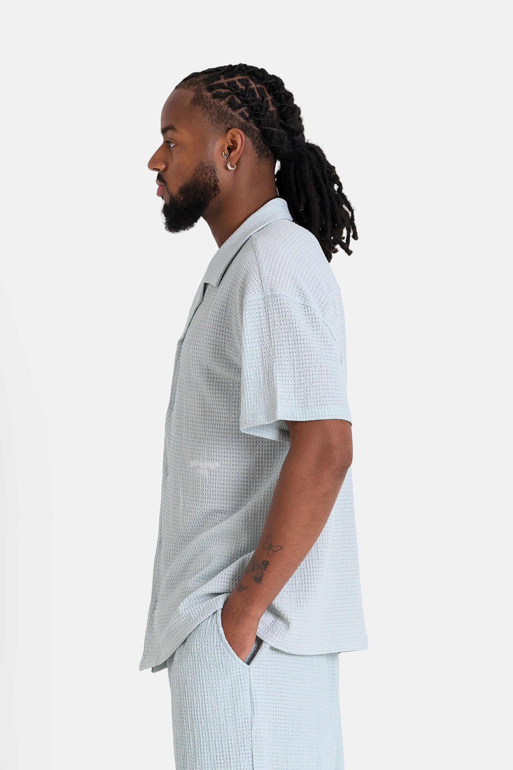 Chemise crochet broderie Bleu clair