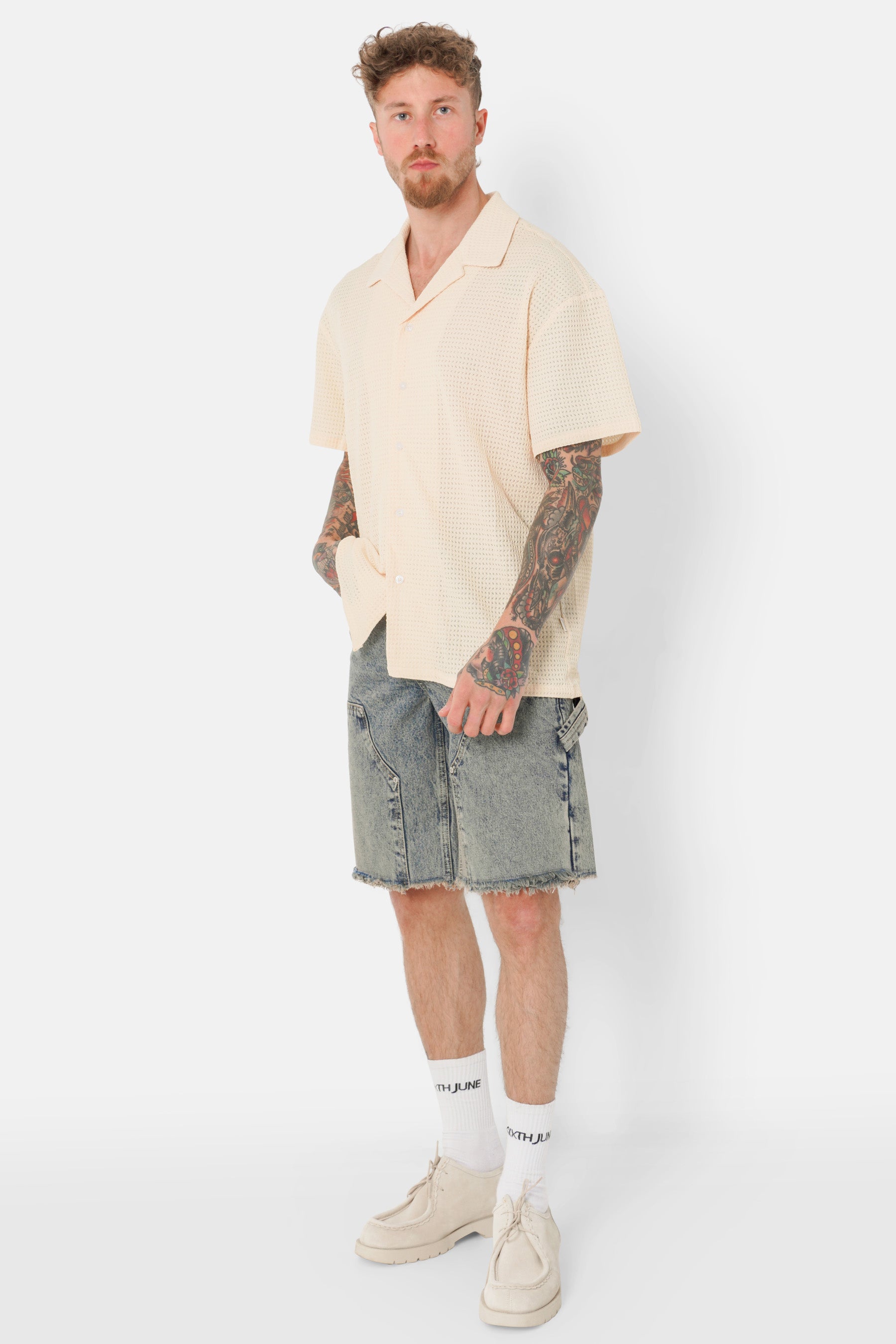 Chemise crochet broderie Jaune clair