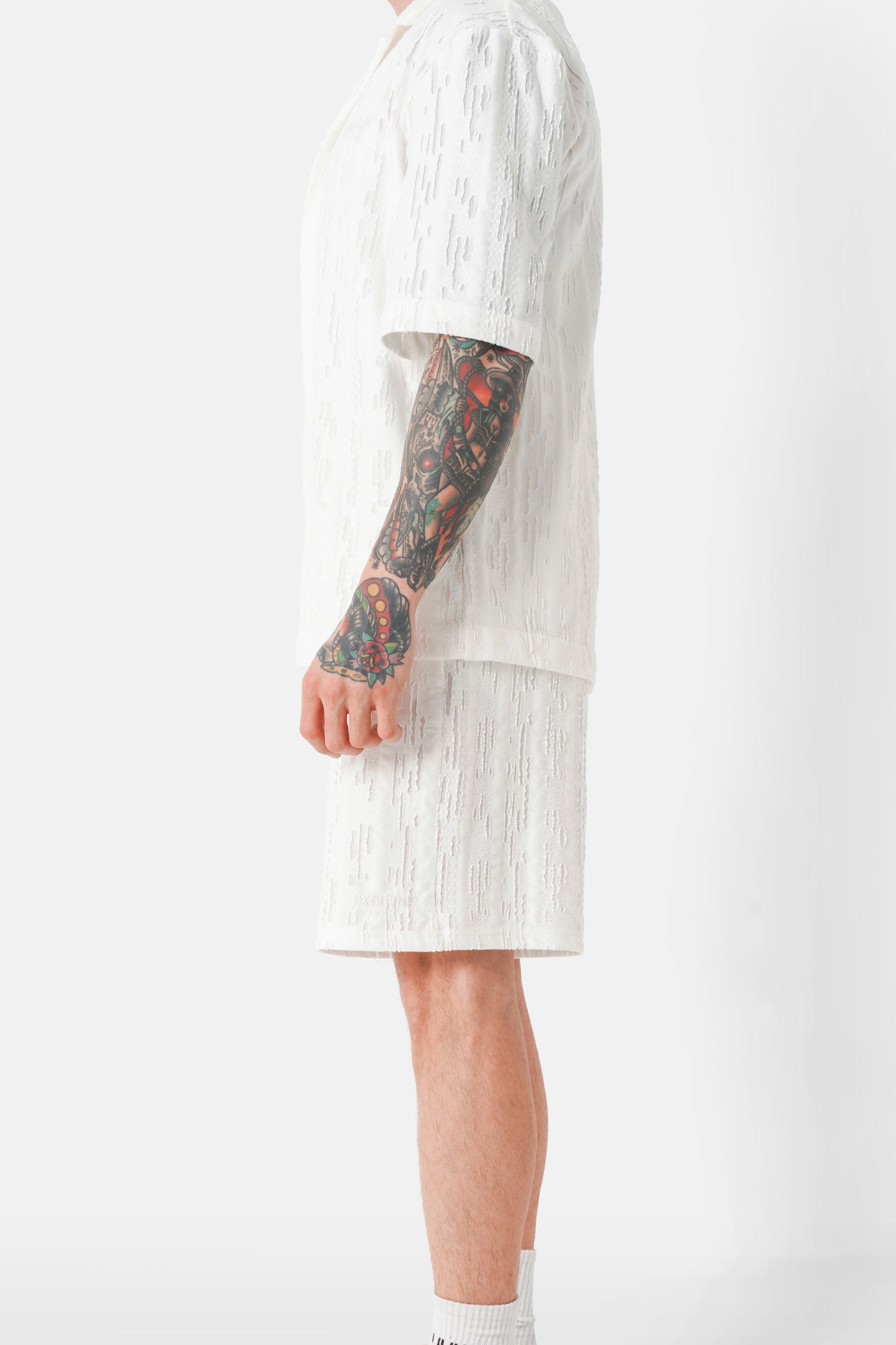 Short texturé logo Blanc