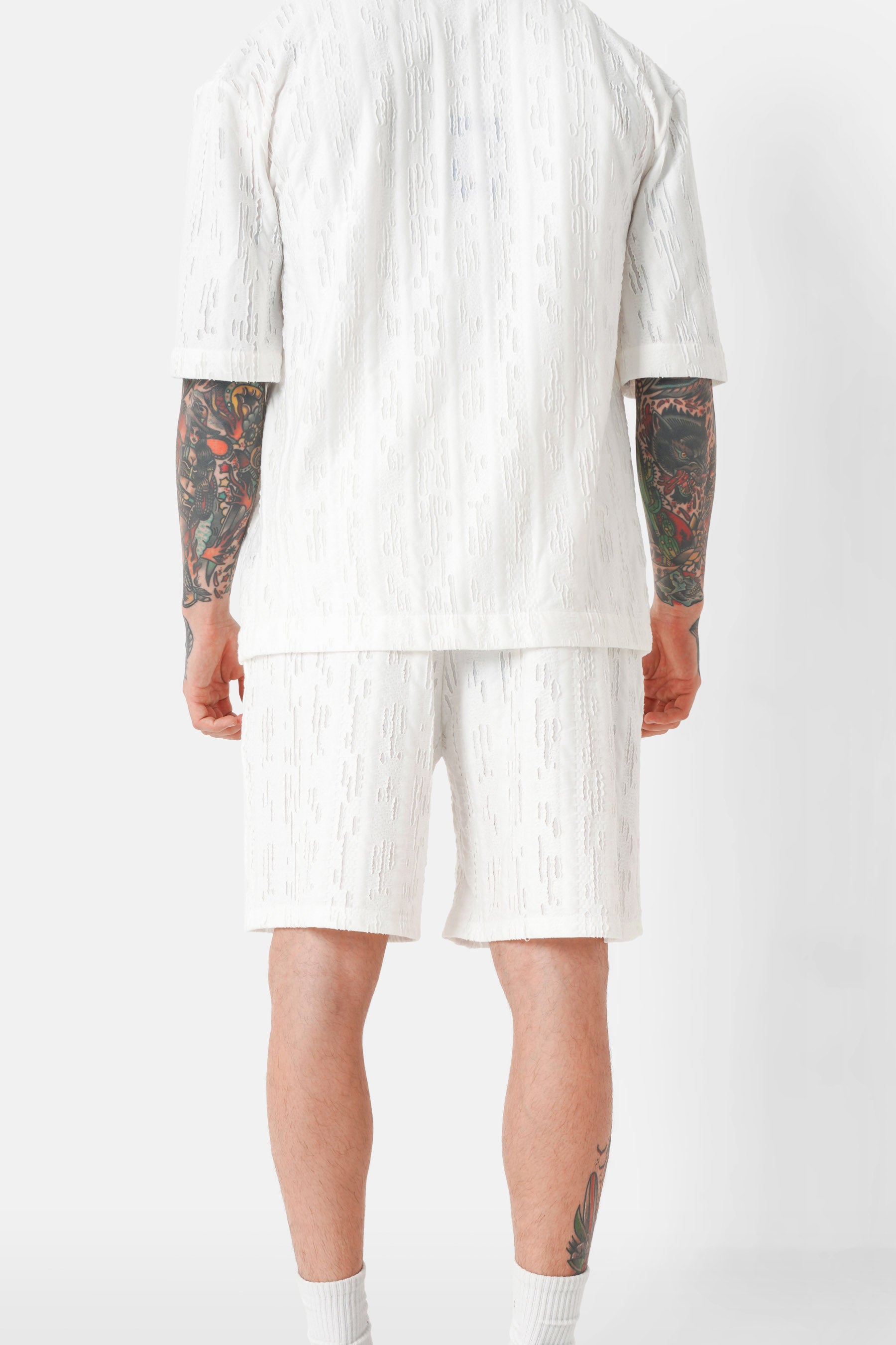 Short texturé logo Blanc