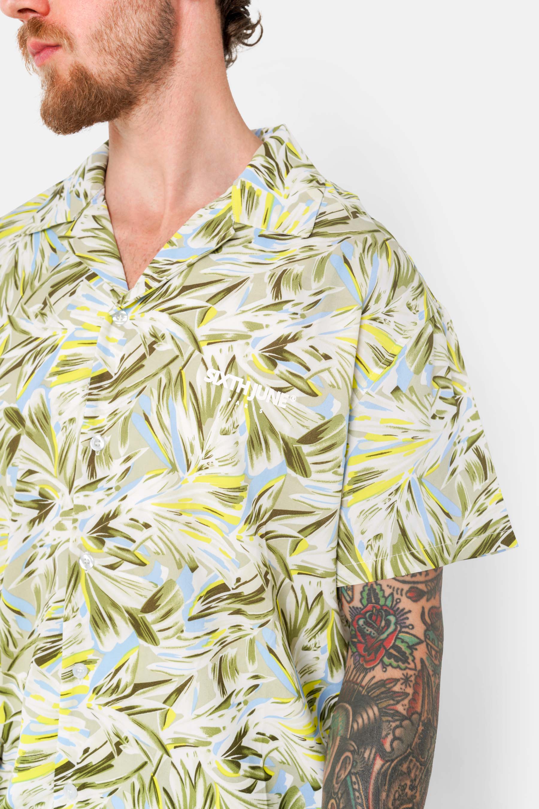 Flowy floral print shirt Green