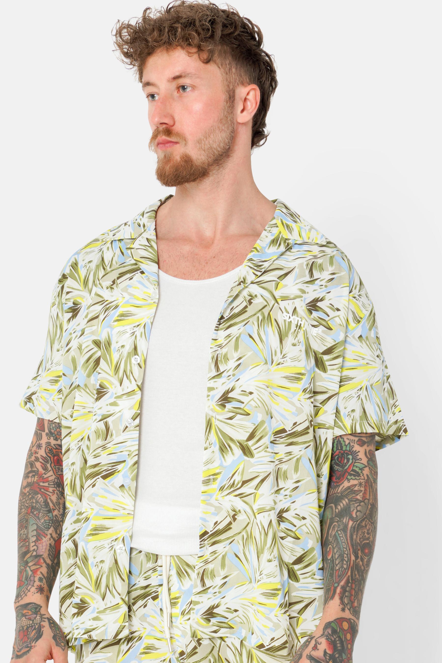 Flowy floral print shirt Green