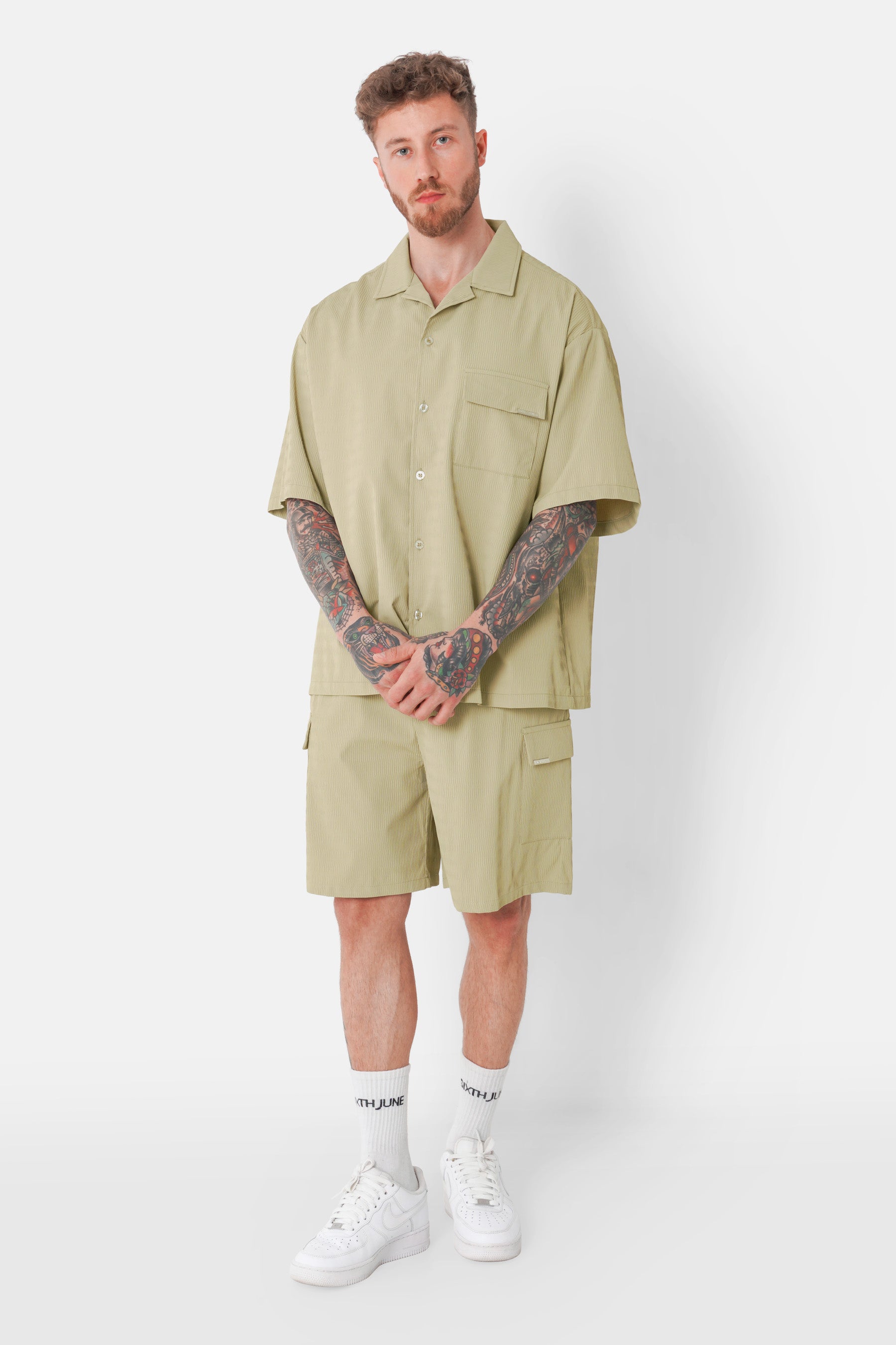 Short texturé cargo Vert kaki