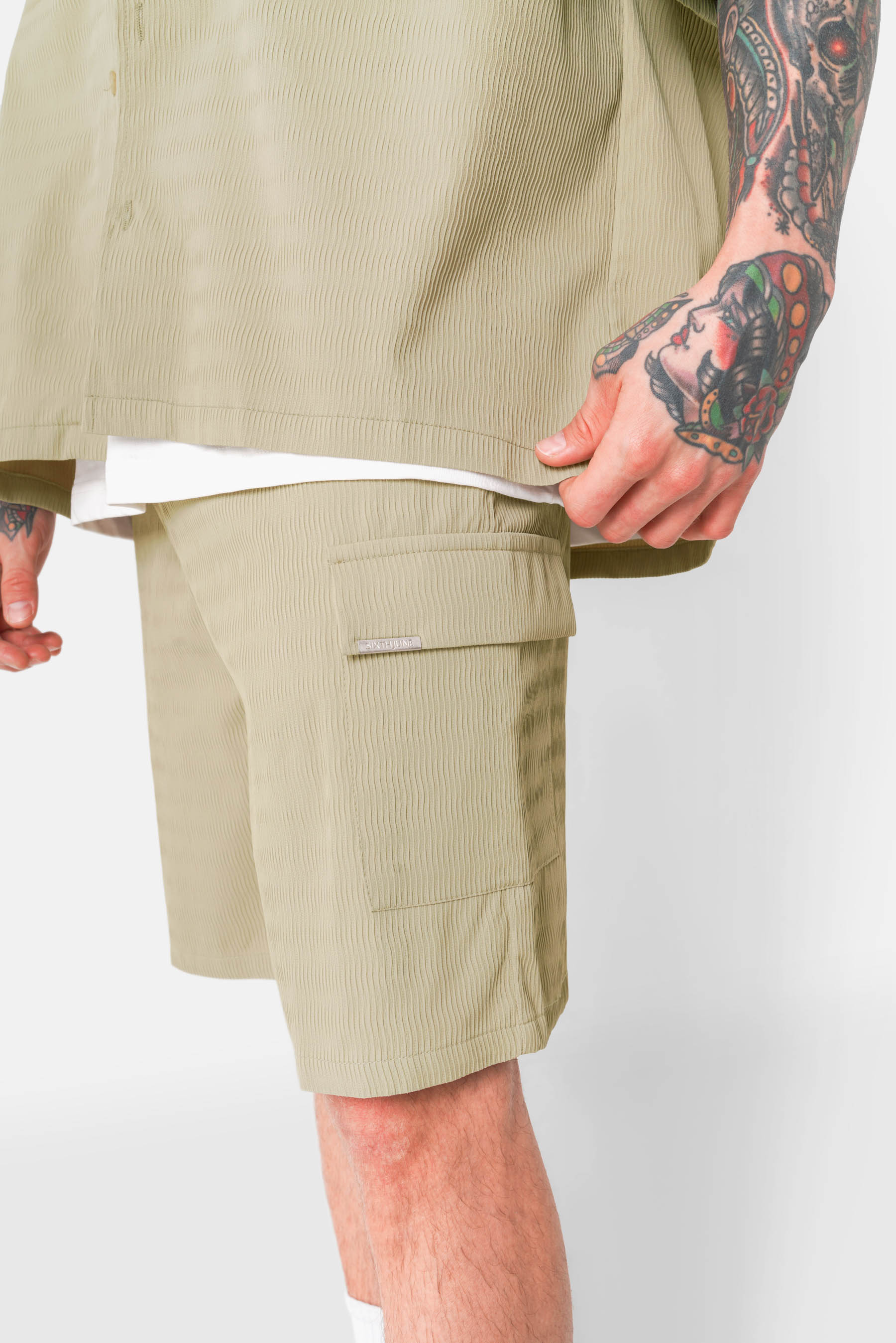 Short texturé cargo Vert kaki