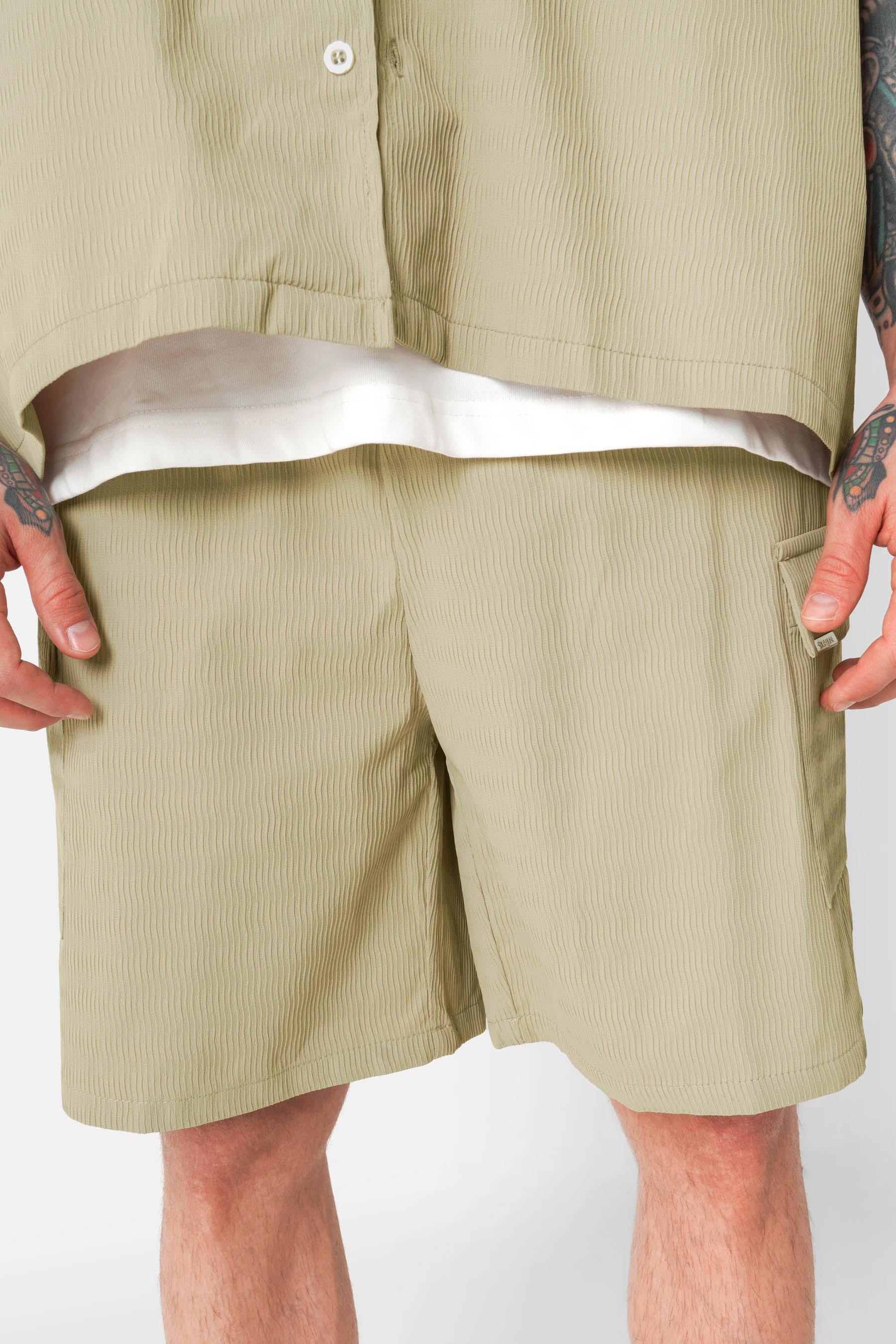 Short texturé cargo Vert kaki