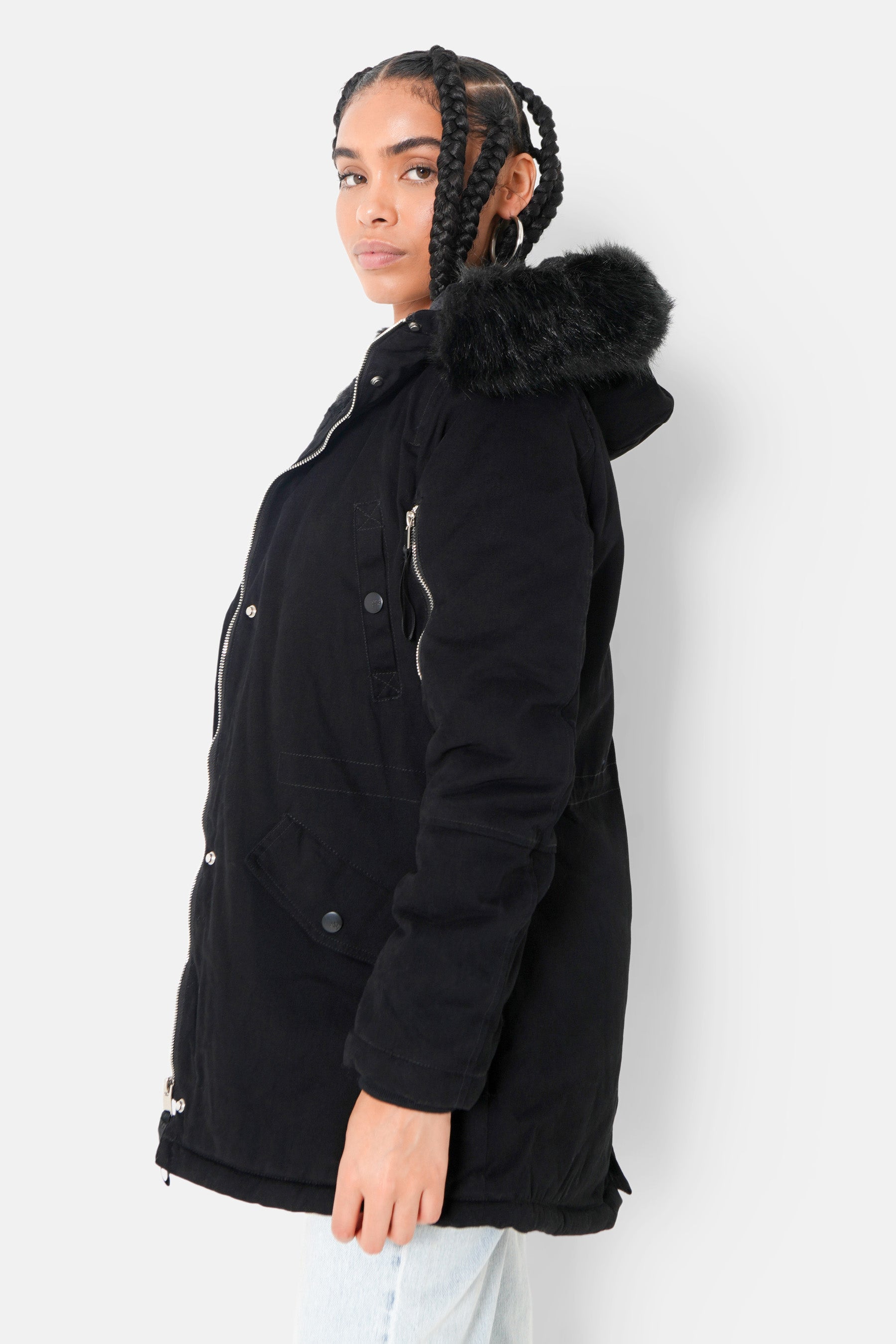 Parka doublure fourrure Noir