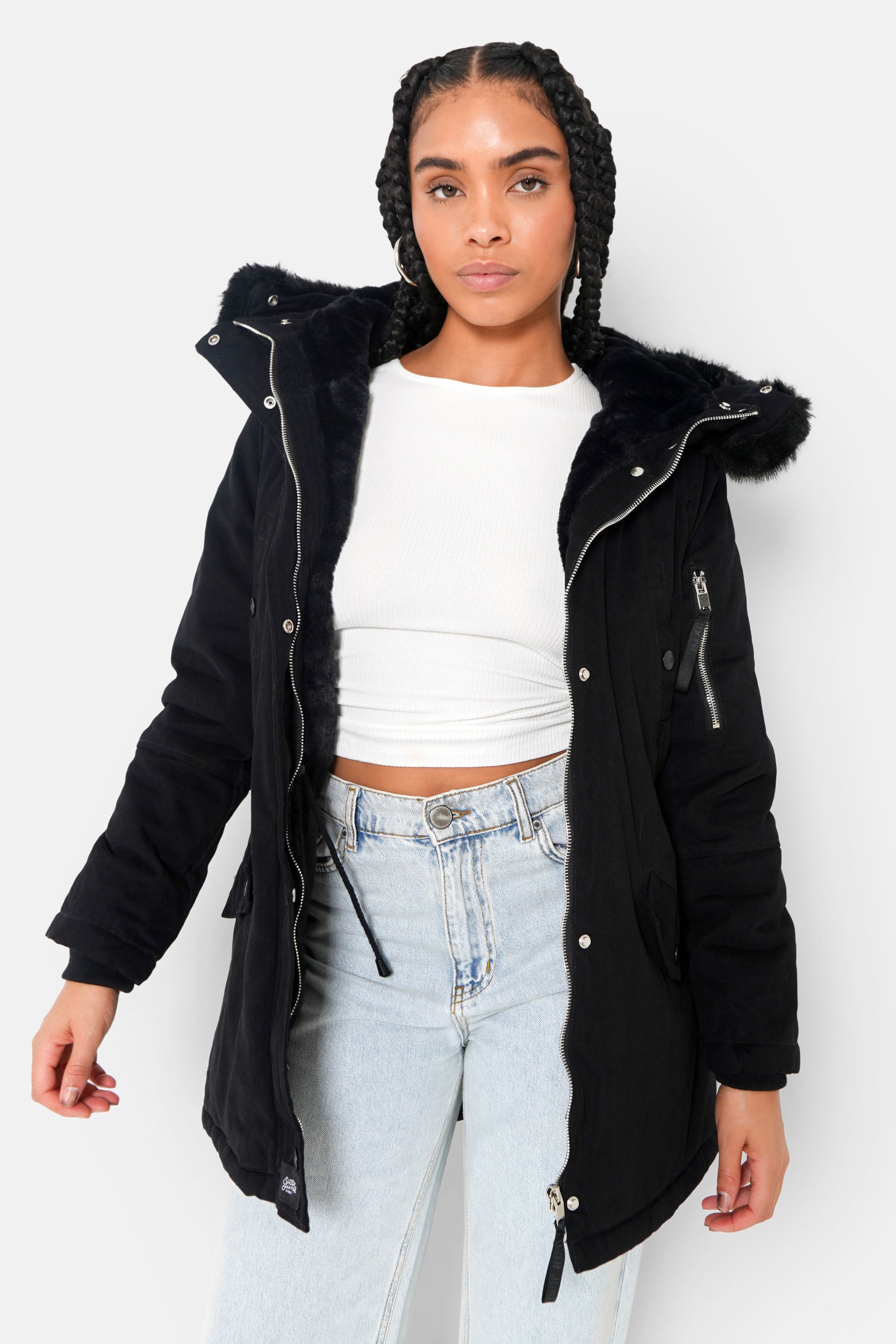Parka doublure fourrure Noir