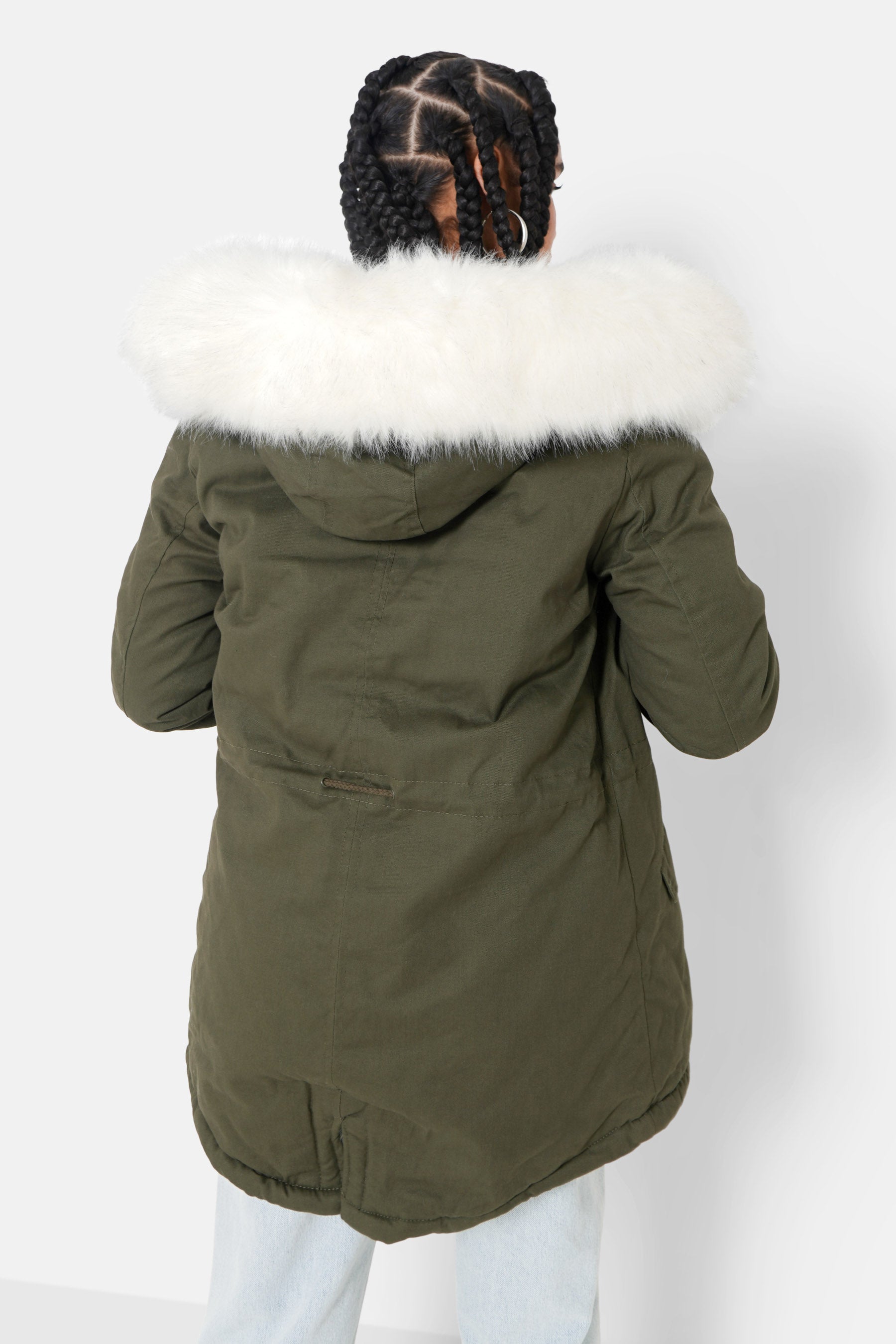 Parka doublure fourrure Vert khaki