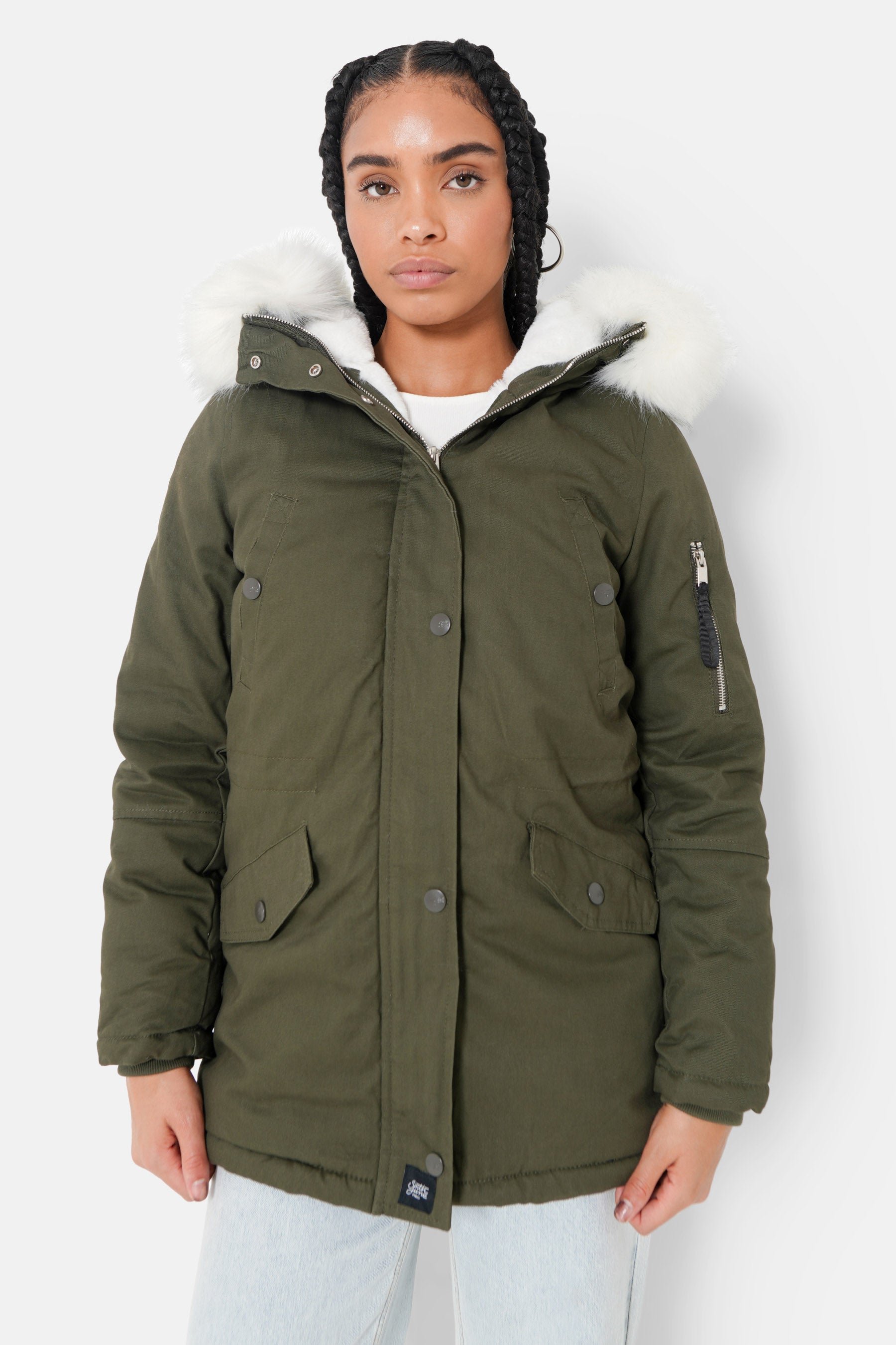 Parka doublure fourrure Vert khaki