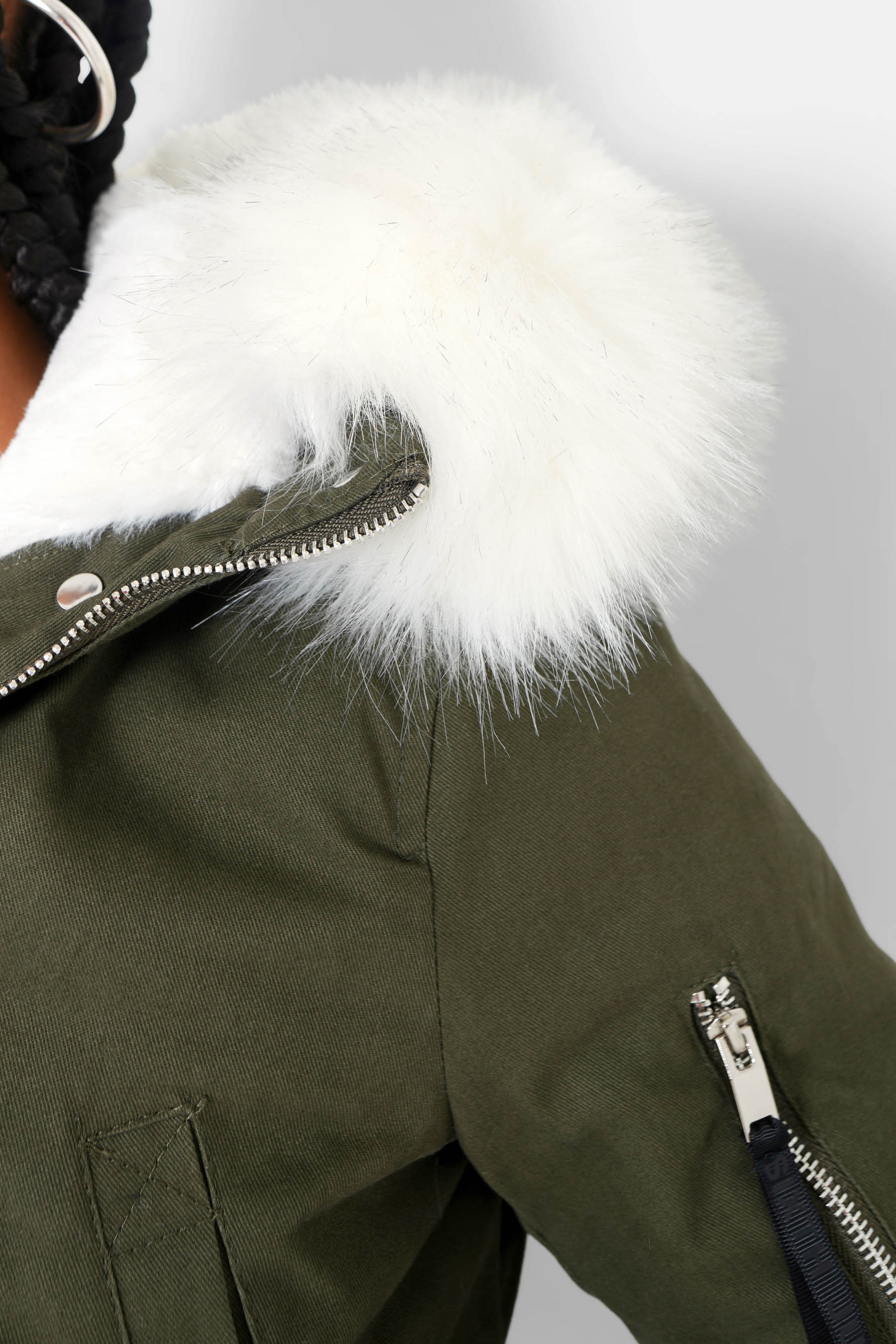 Parka doublure fourrure Vert khaki