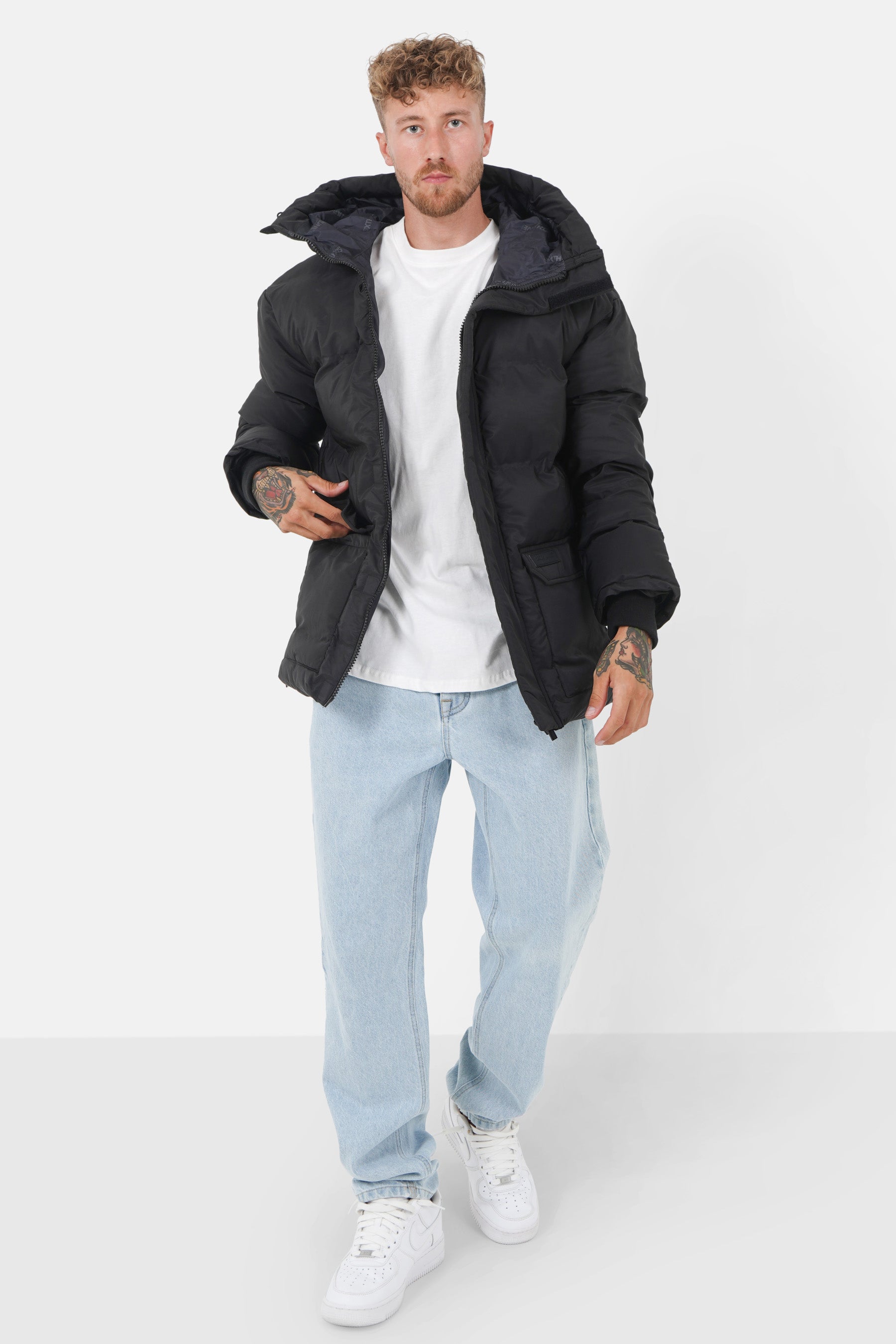 Padded details down jacket black