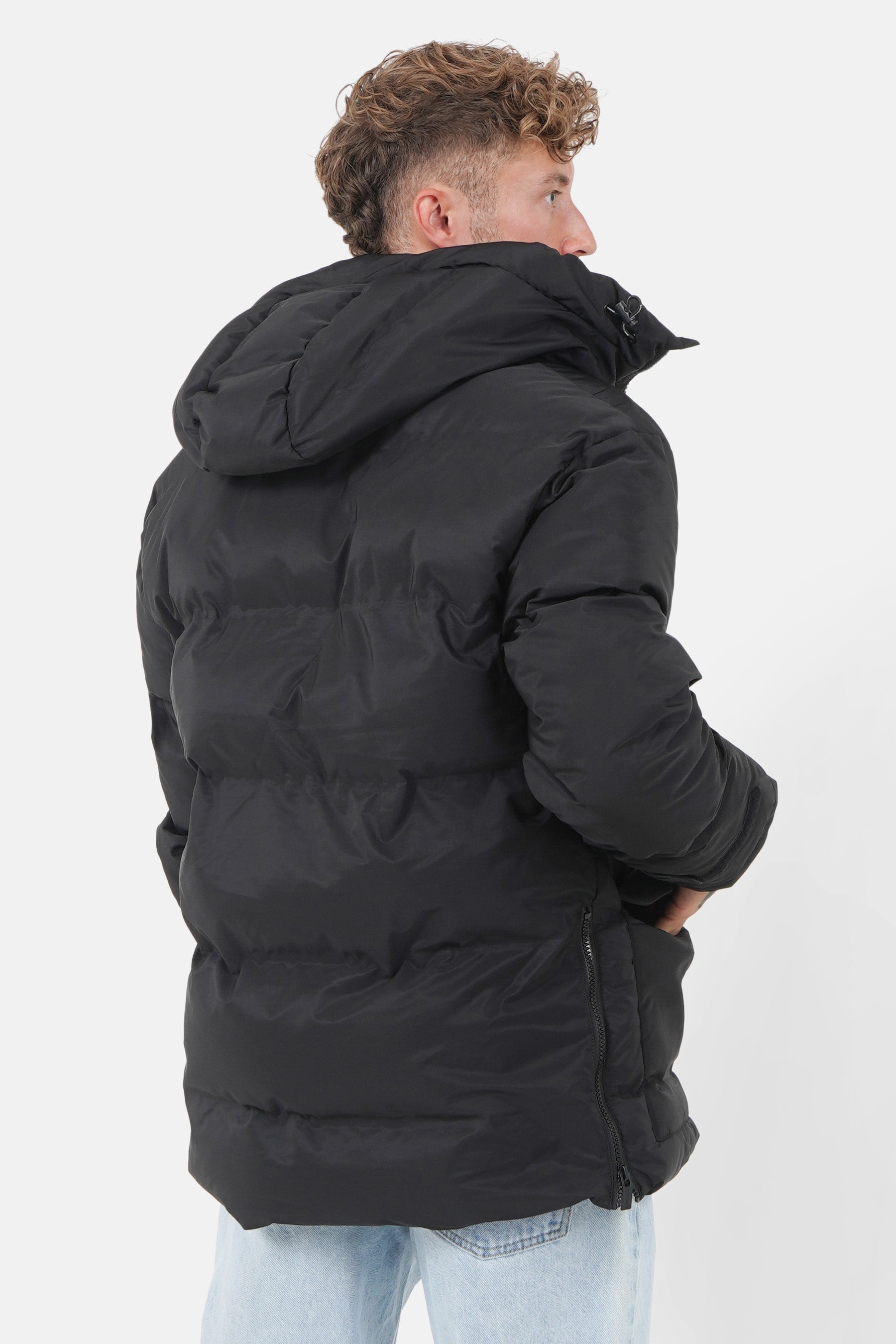 Padded details down jacket black