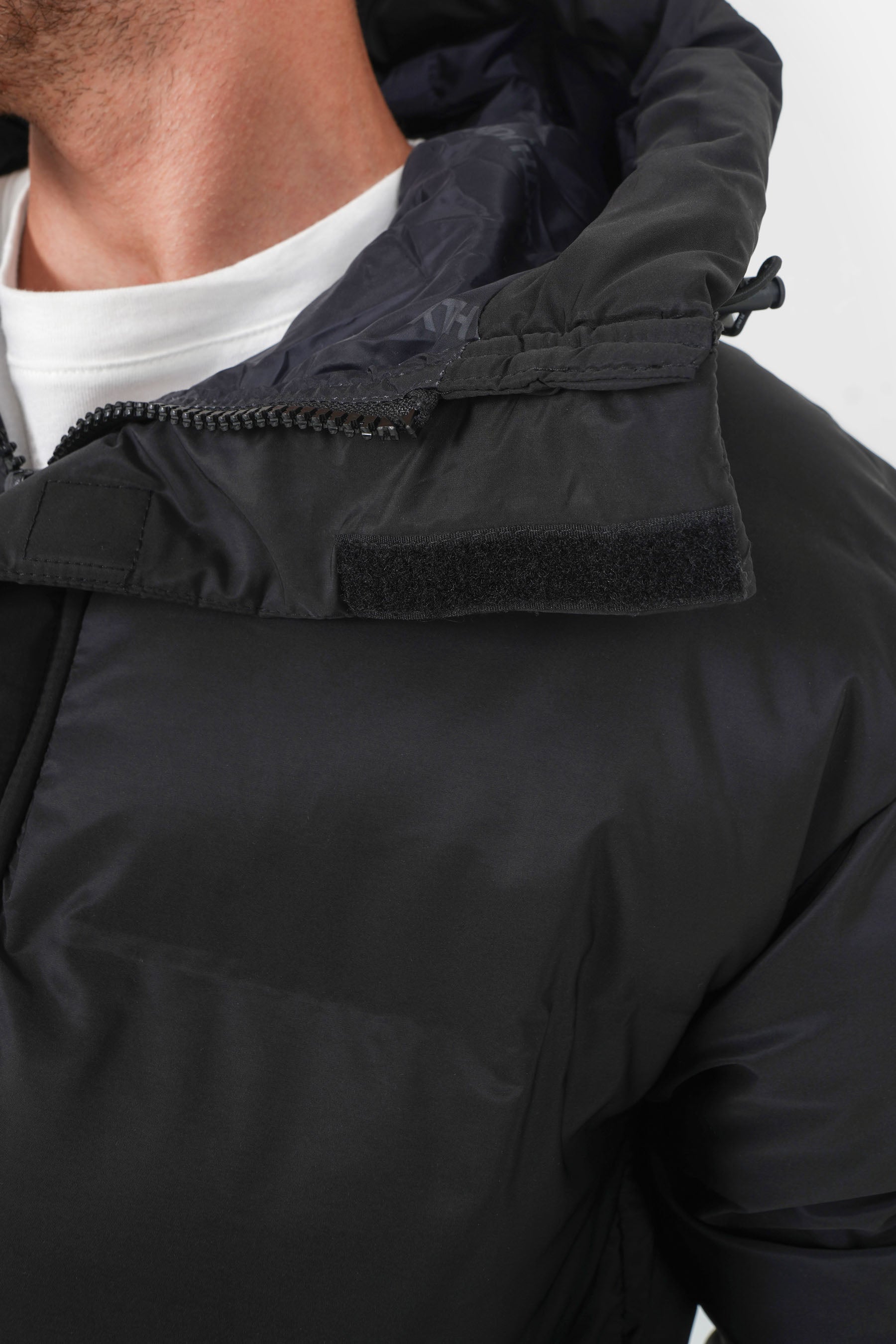 Padded details down jacket black
