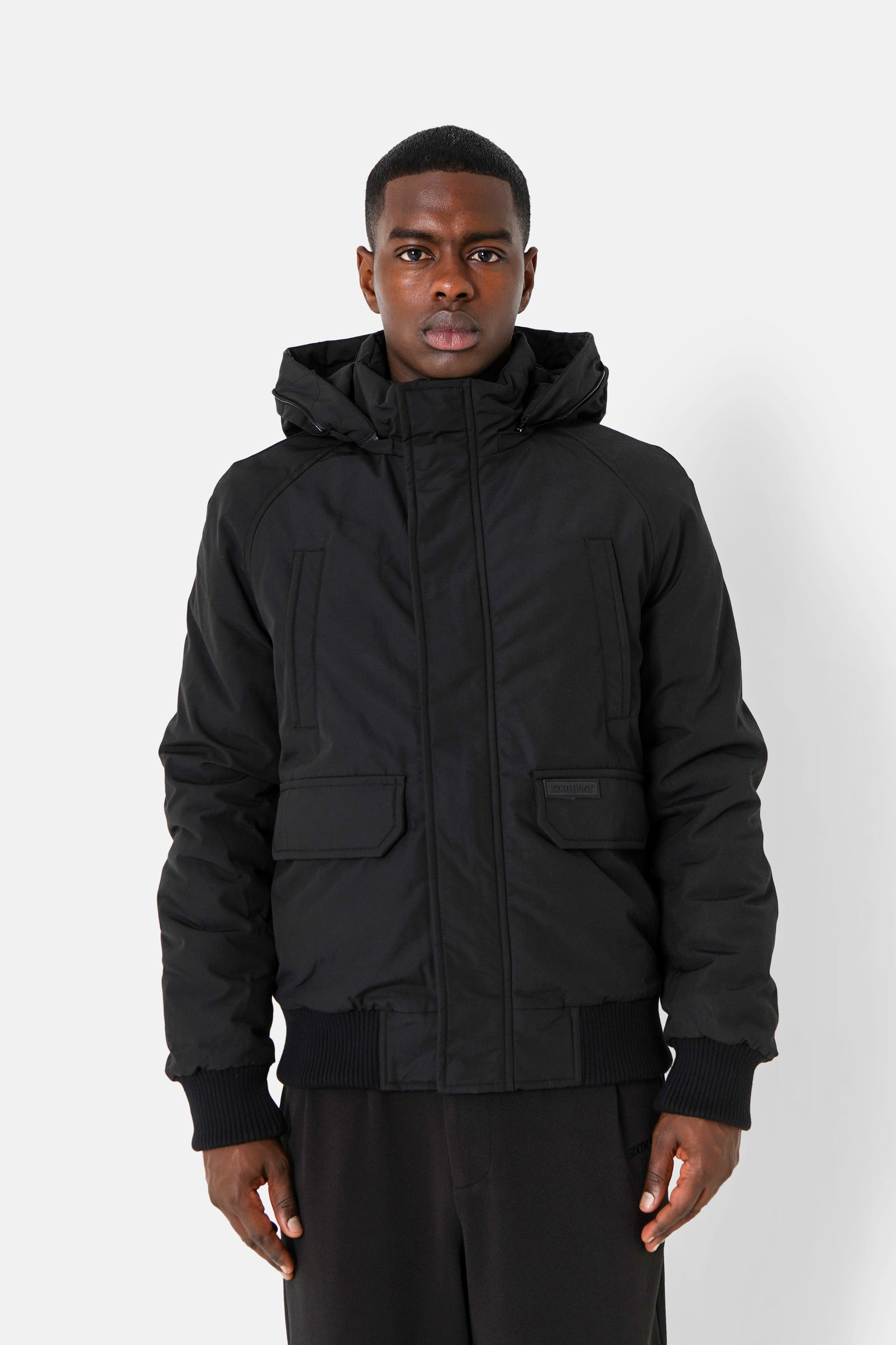 Faux fur parka black