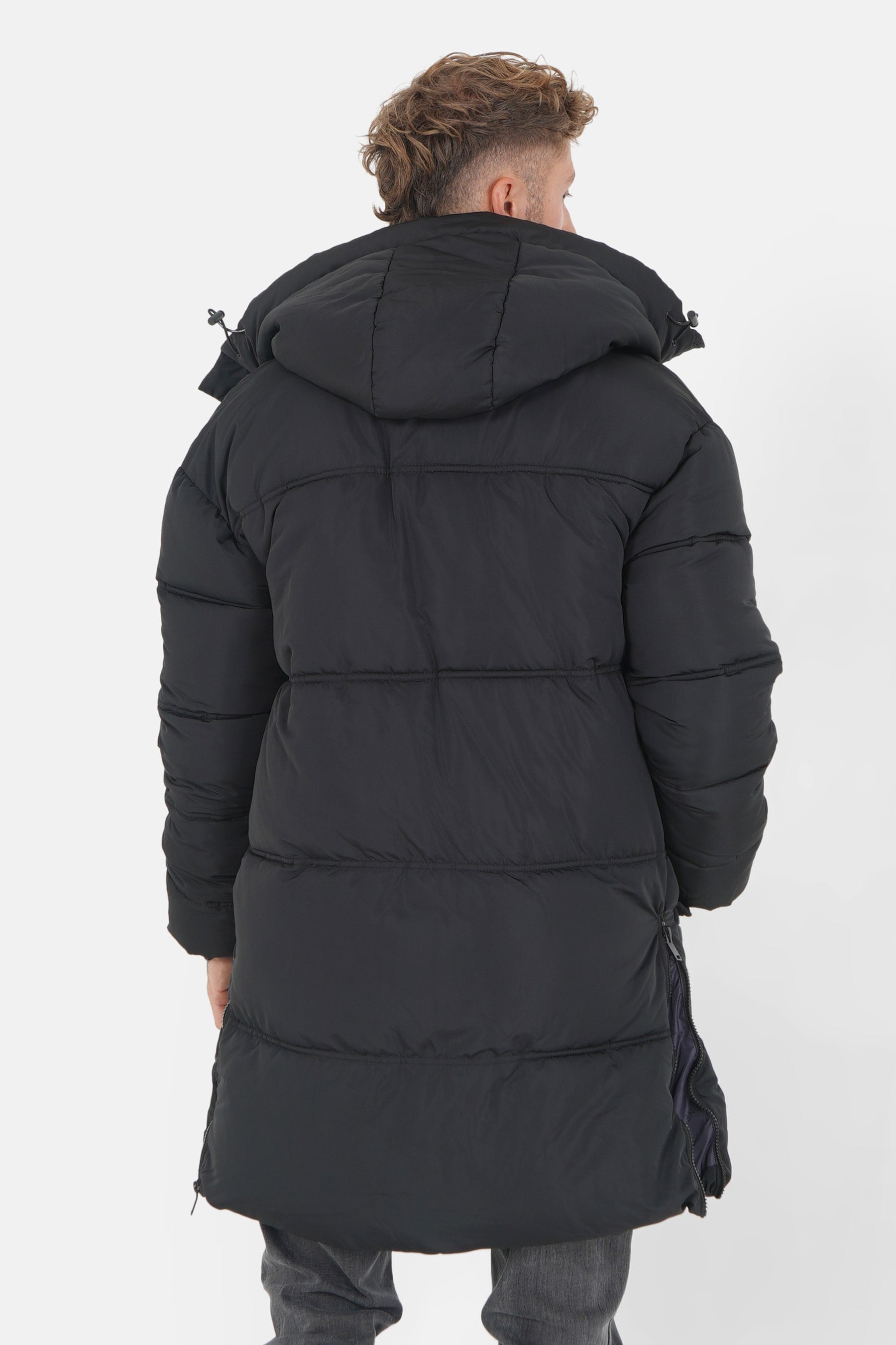 Padded long down jacket Black