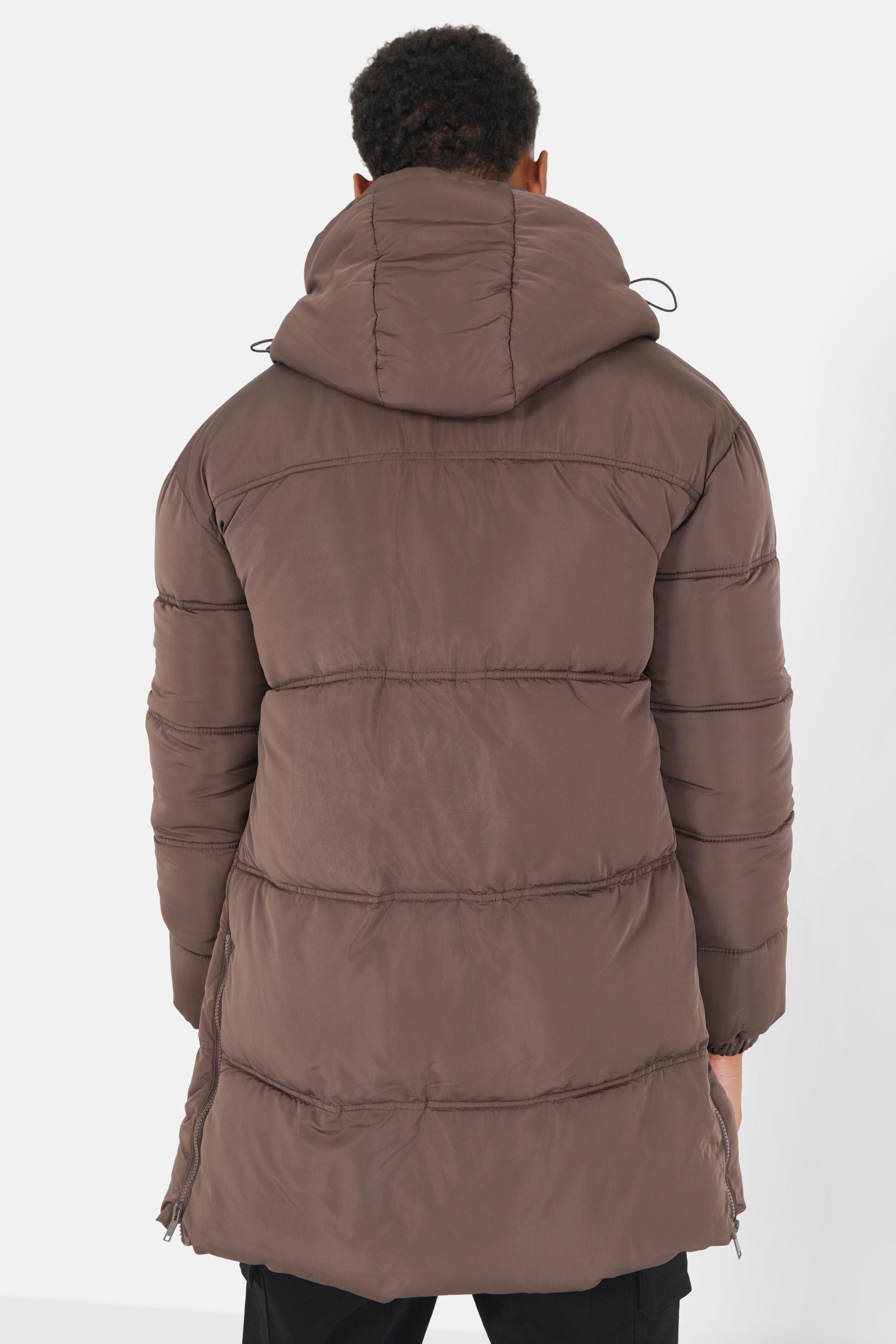 Doudoune longue matelassée Marron