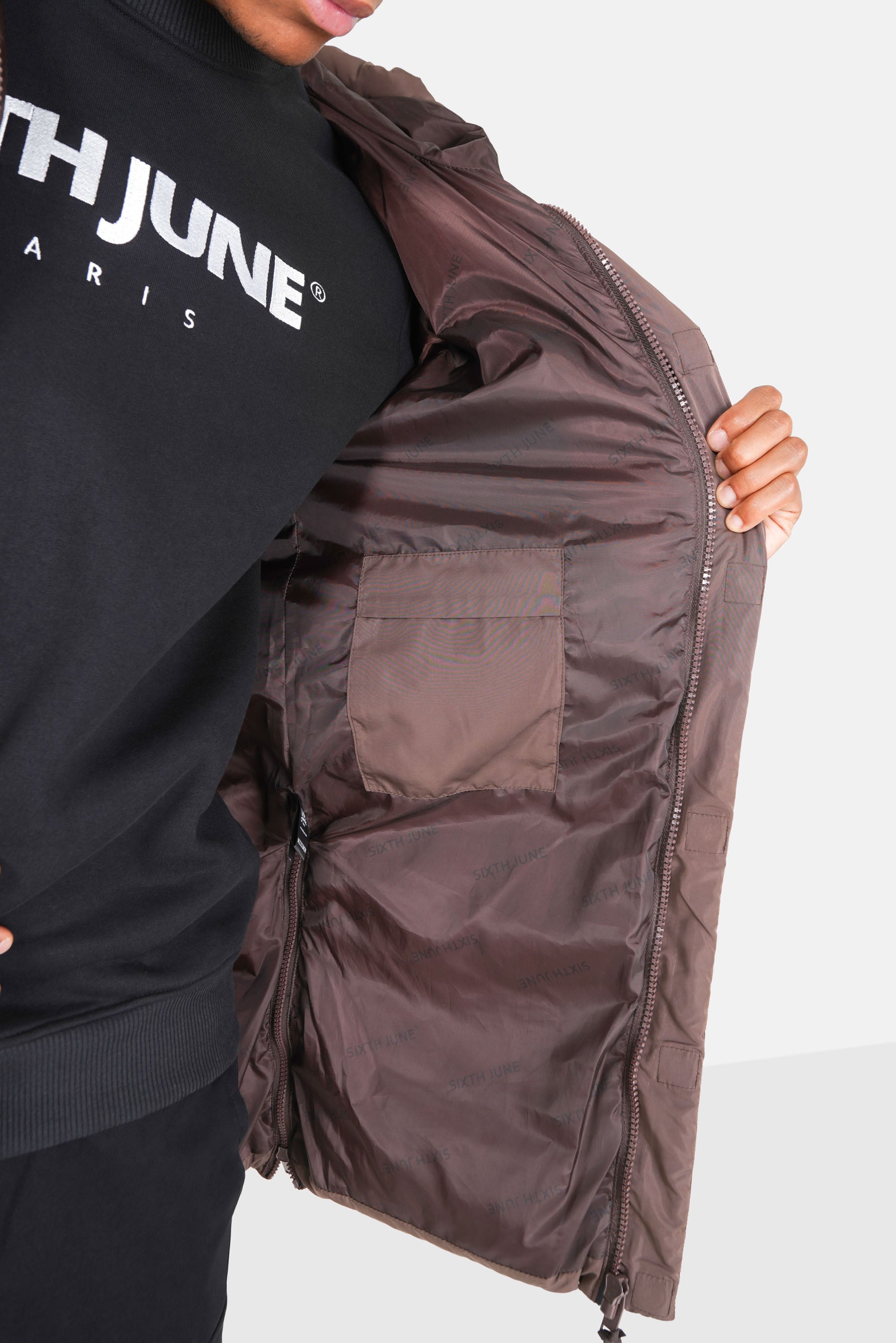 Doudoune longue matelassée Marron