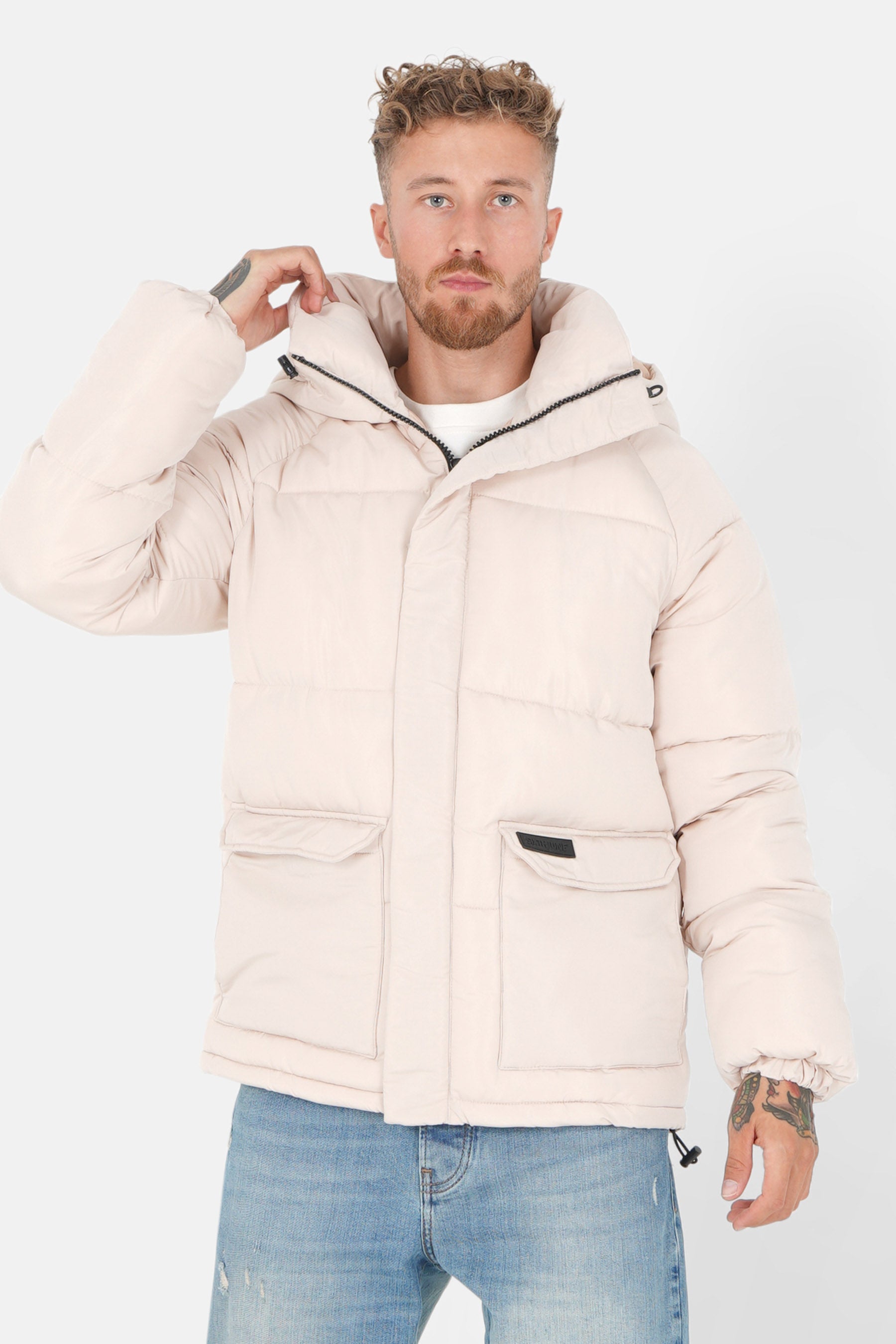 Padded short down jacket Beige