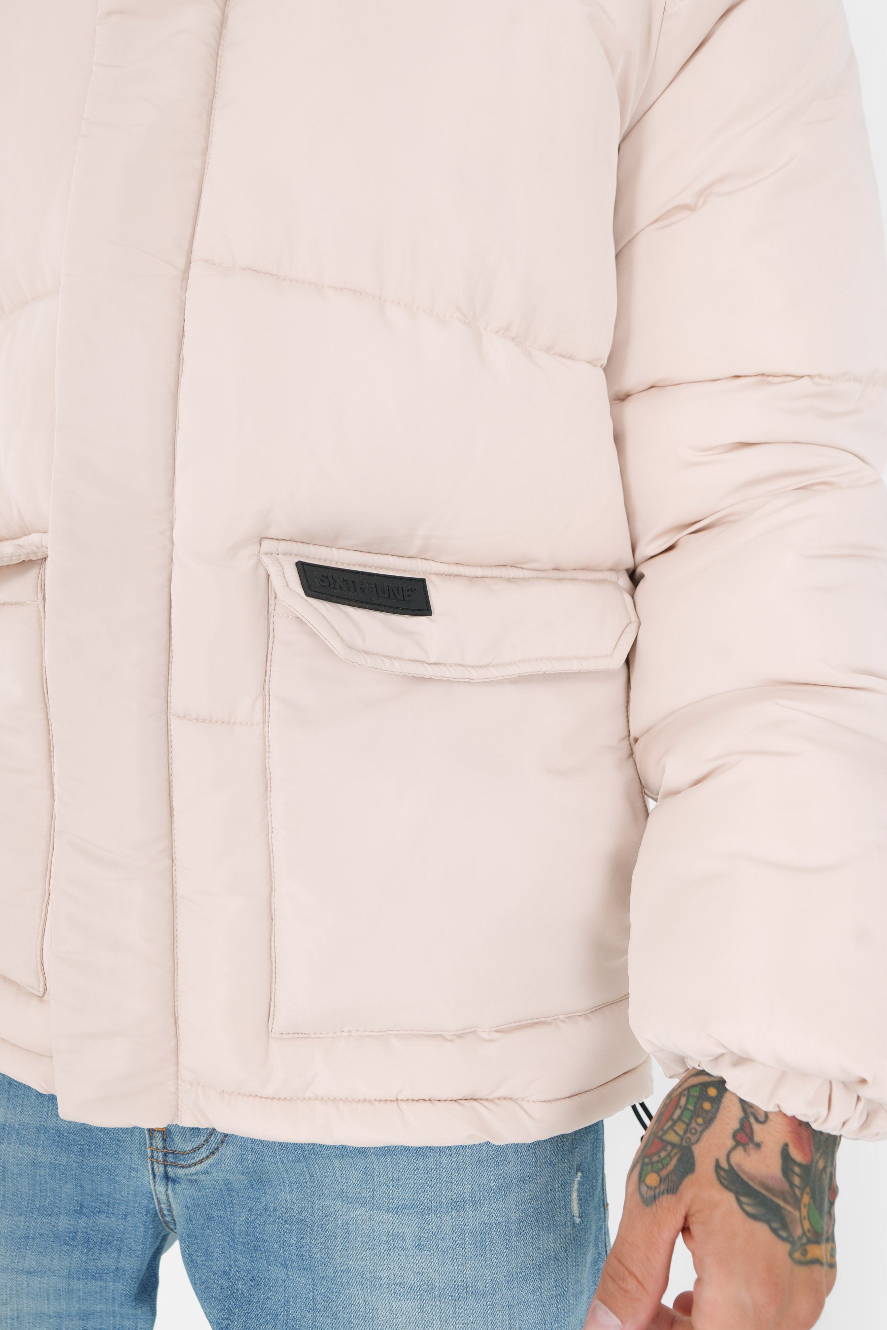 Padded short down jacket Beige