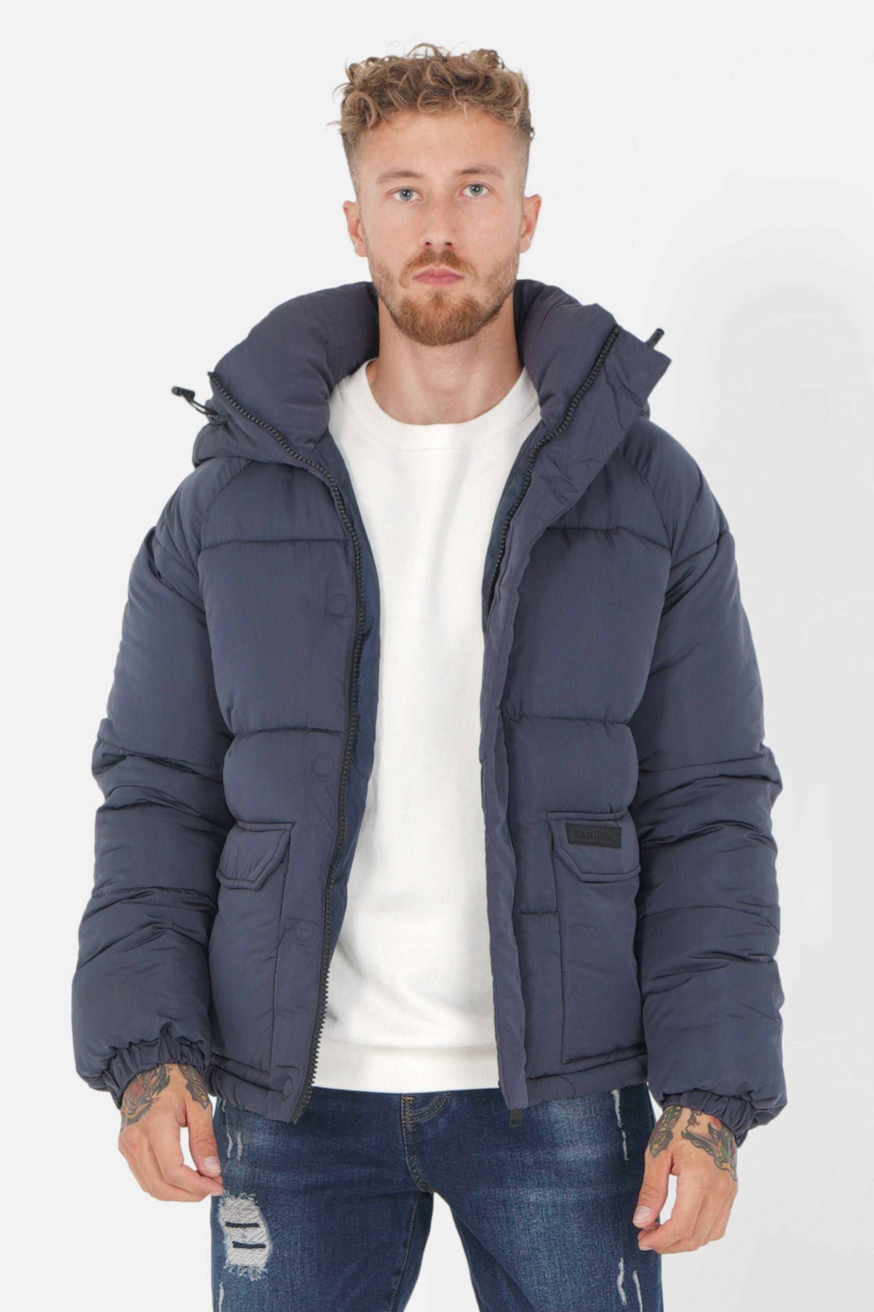 Padded short down jacket Blue
