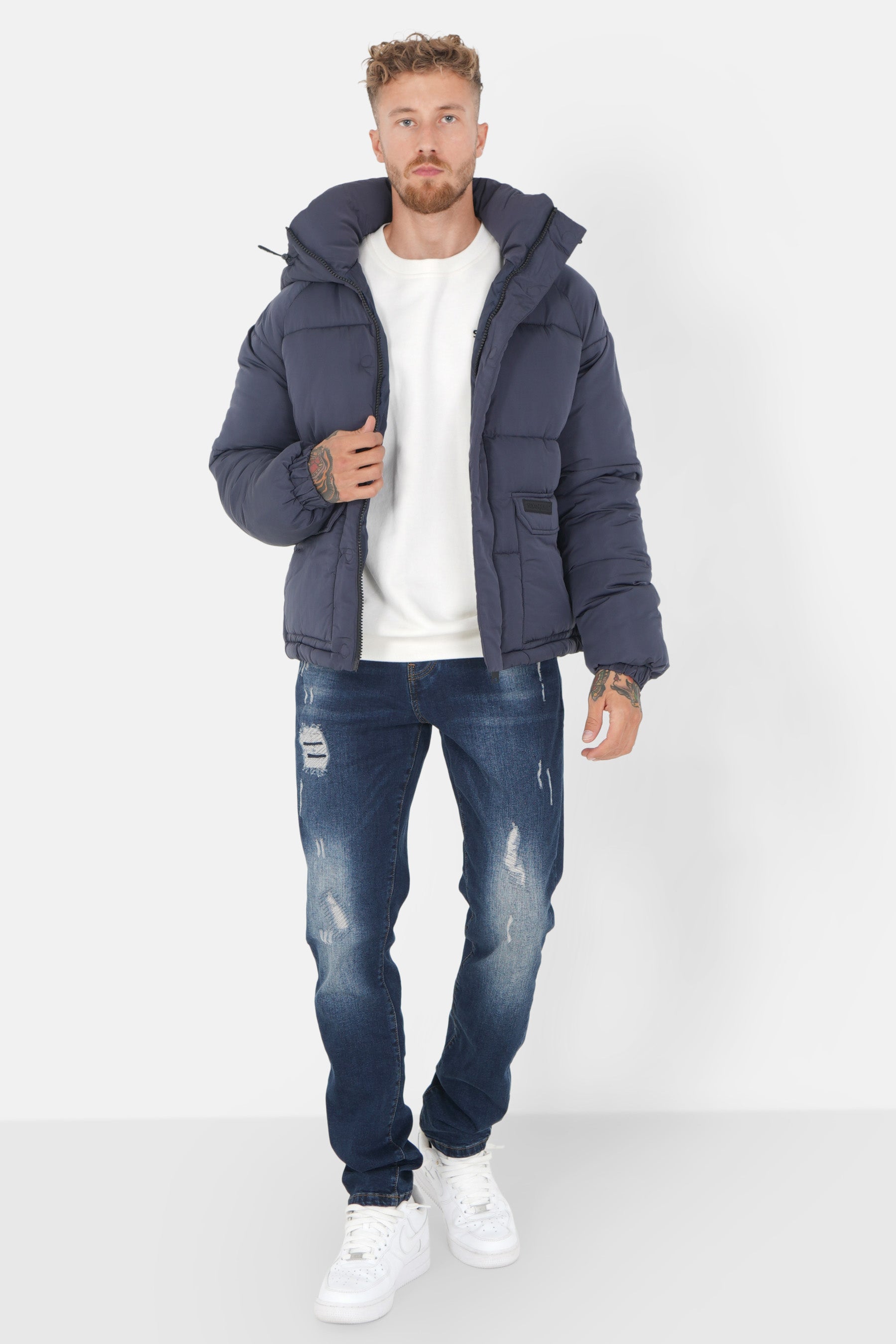 Padded short down jacket Blue