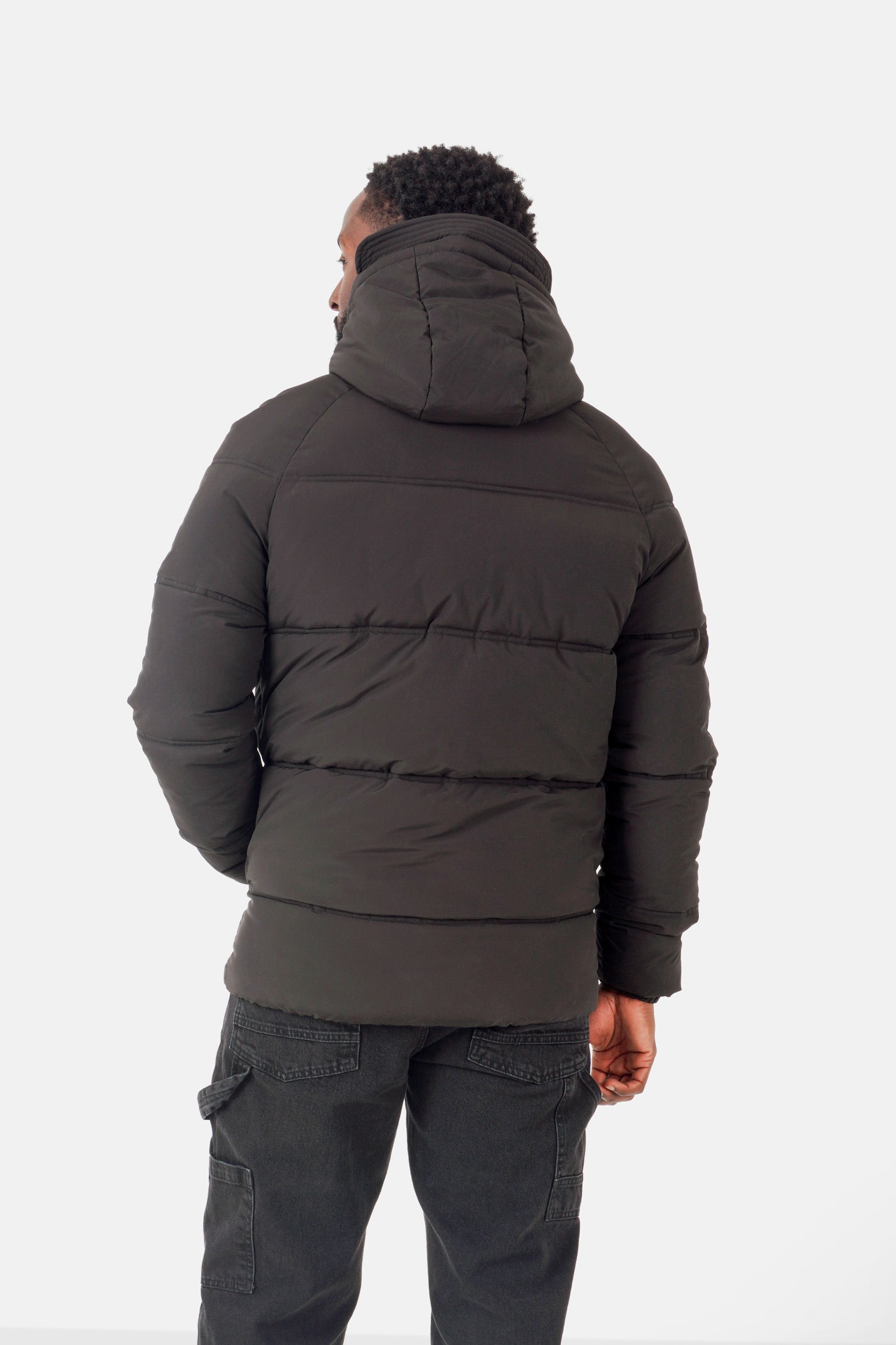 Doudoune courte zip imprimé Noir