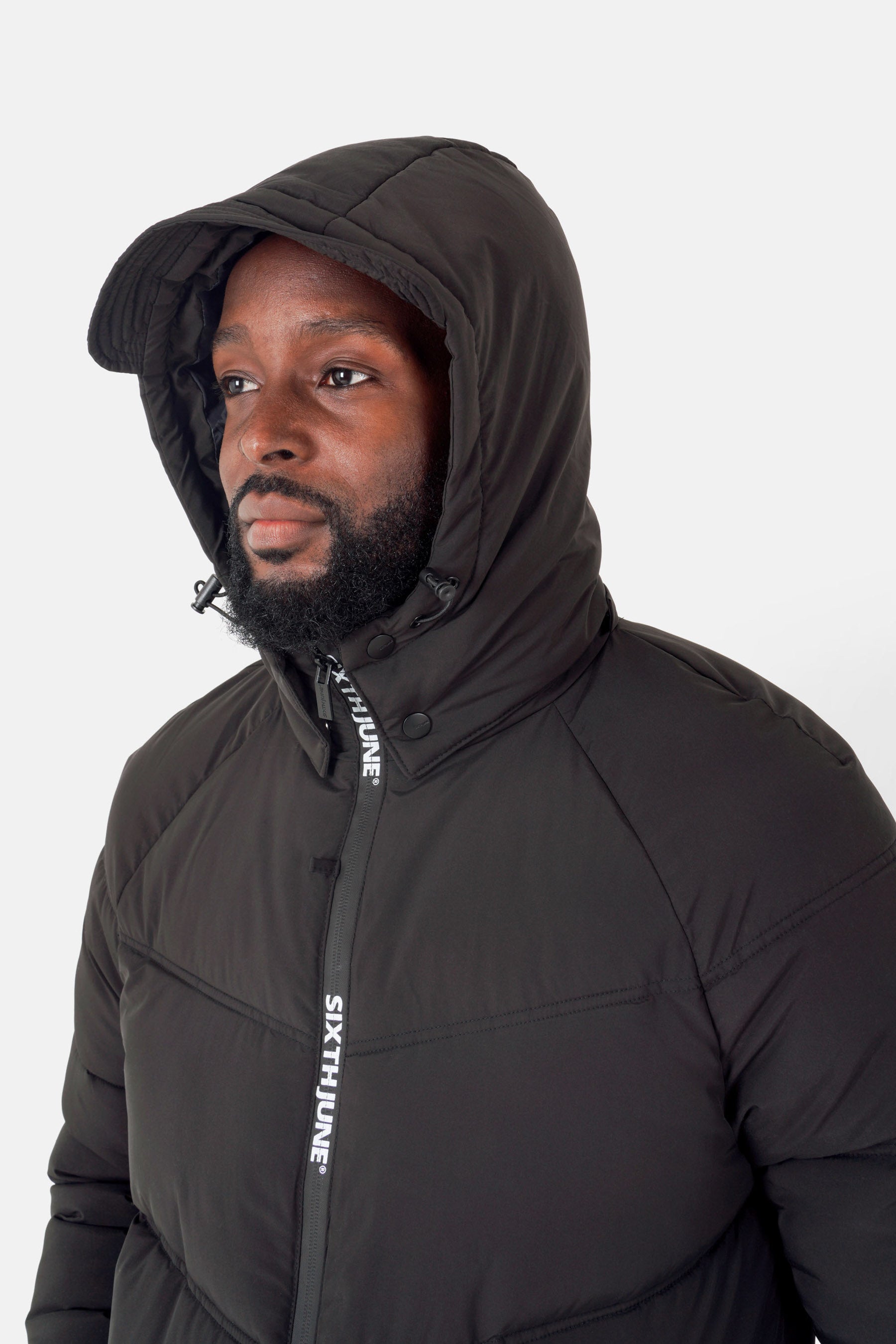 Doudoune courte zip imprimé Noir