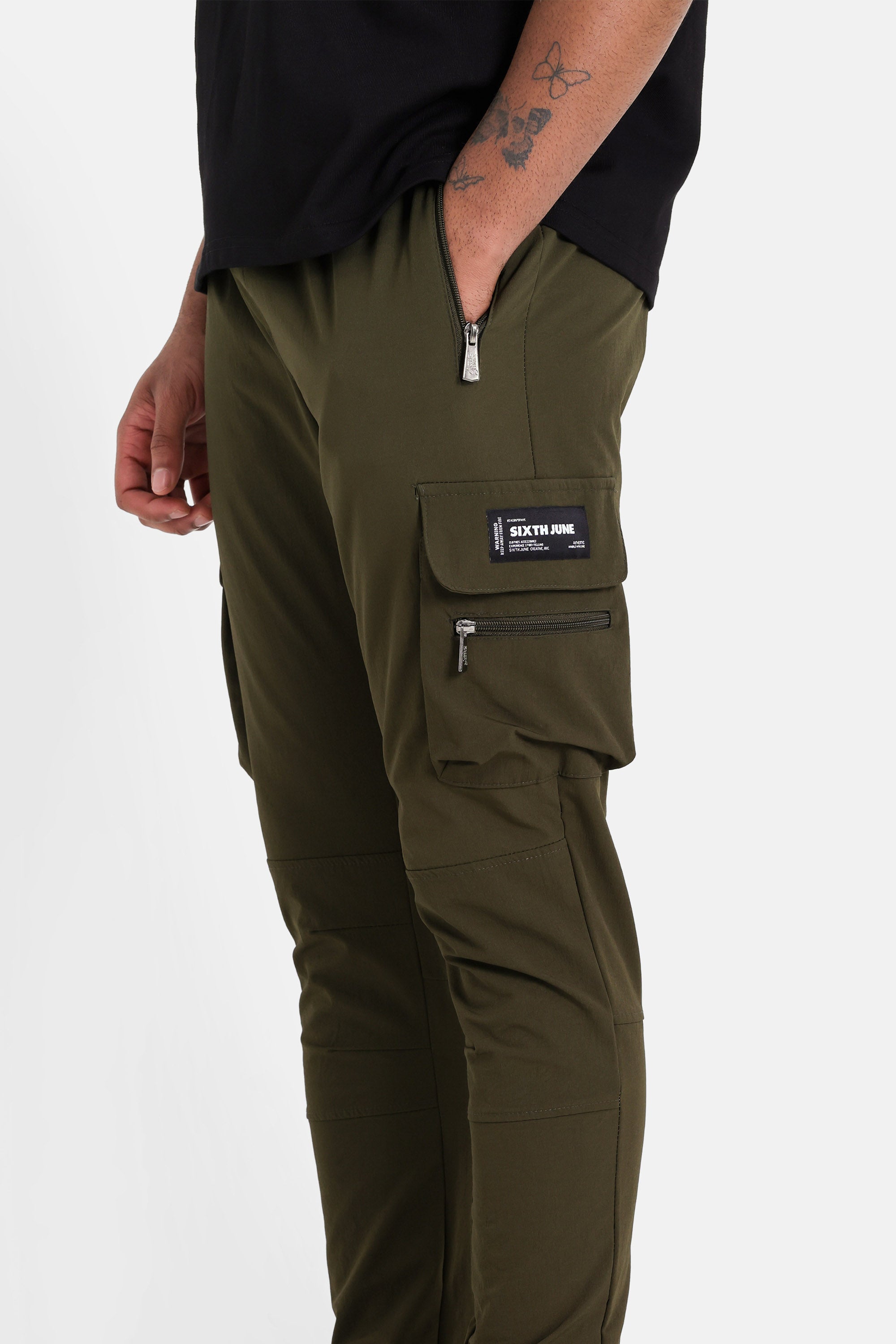 Pantalon poches cargo nylon Vert kaki