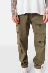 Pantalon cargo multi poches twill Vert kaki