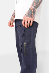 Pantalon cargo multi poches twill Bleu Foncé