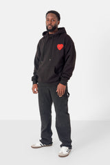Embroidered heart hoodie Black