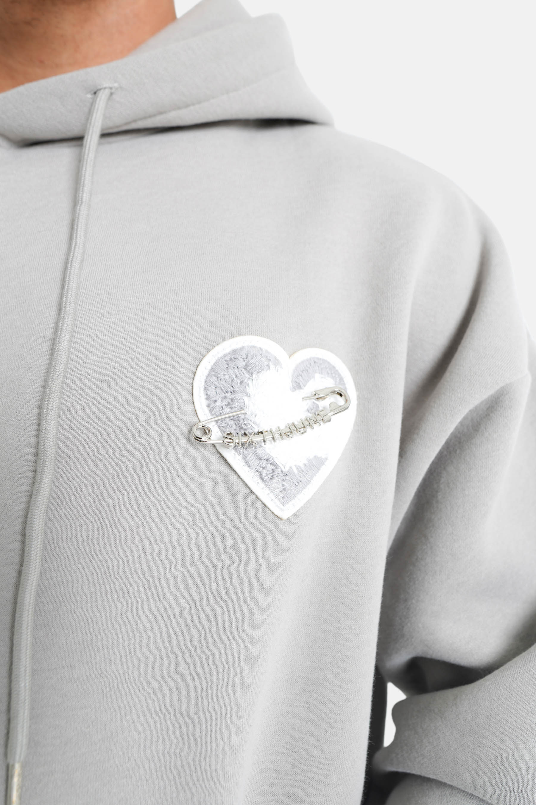 Embroidered heart fleece sweatshirt Grey