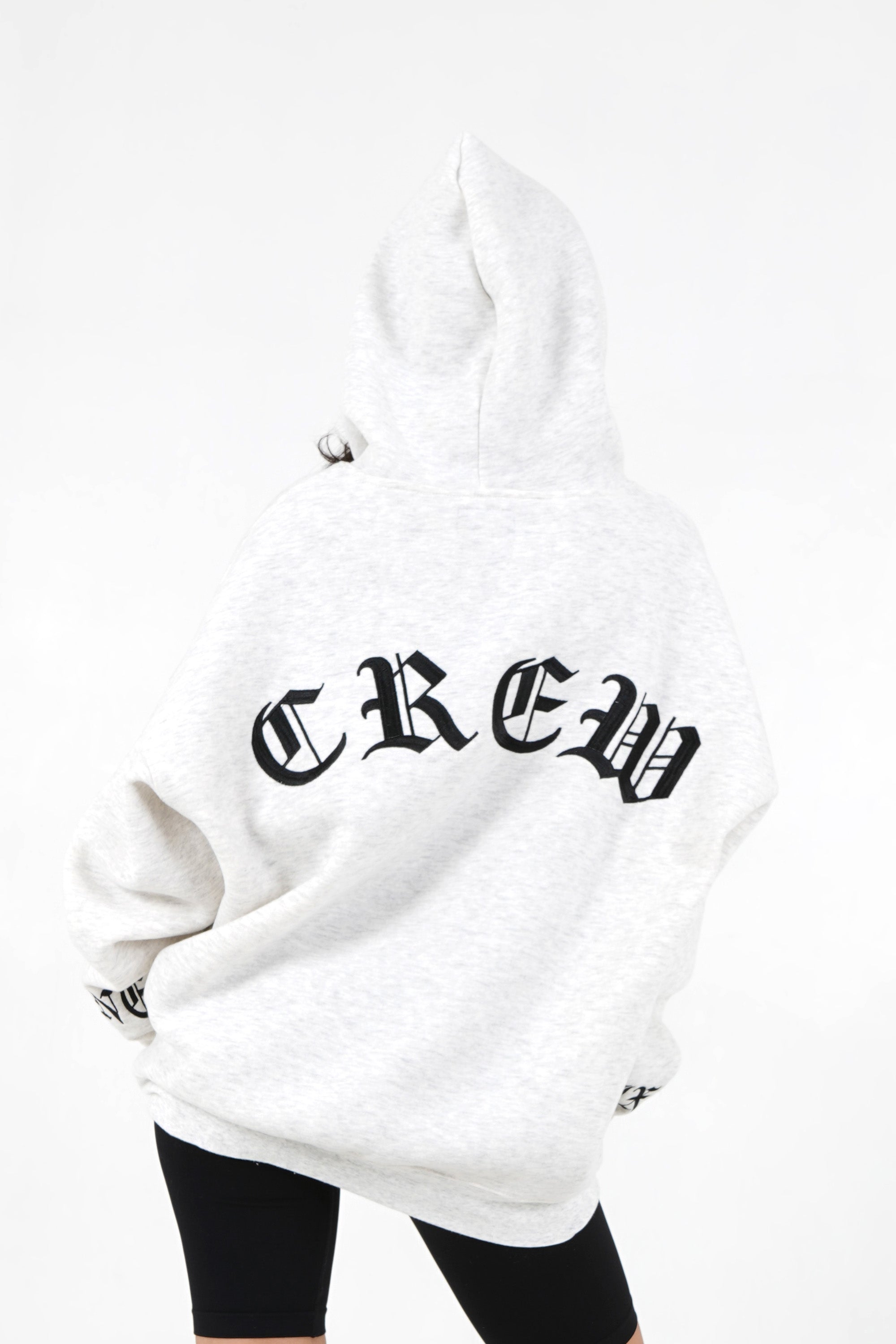 Sweatshirt capuche crew manches Gris clair