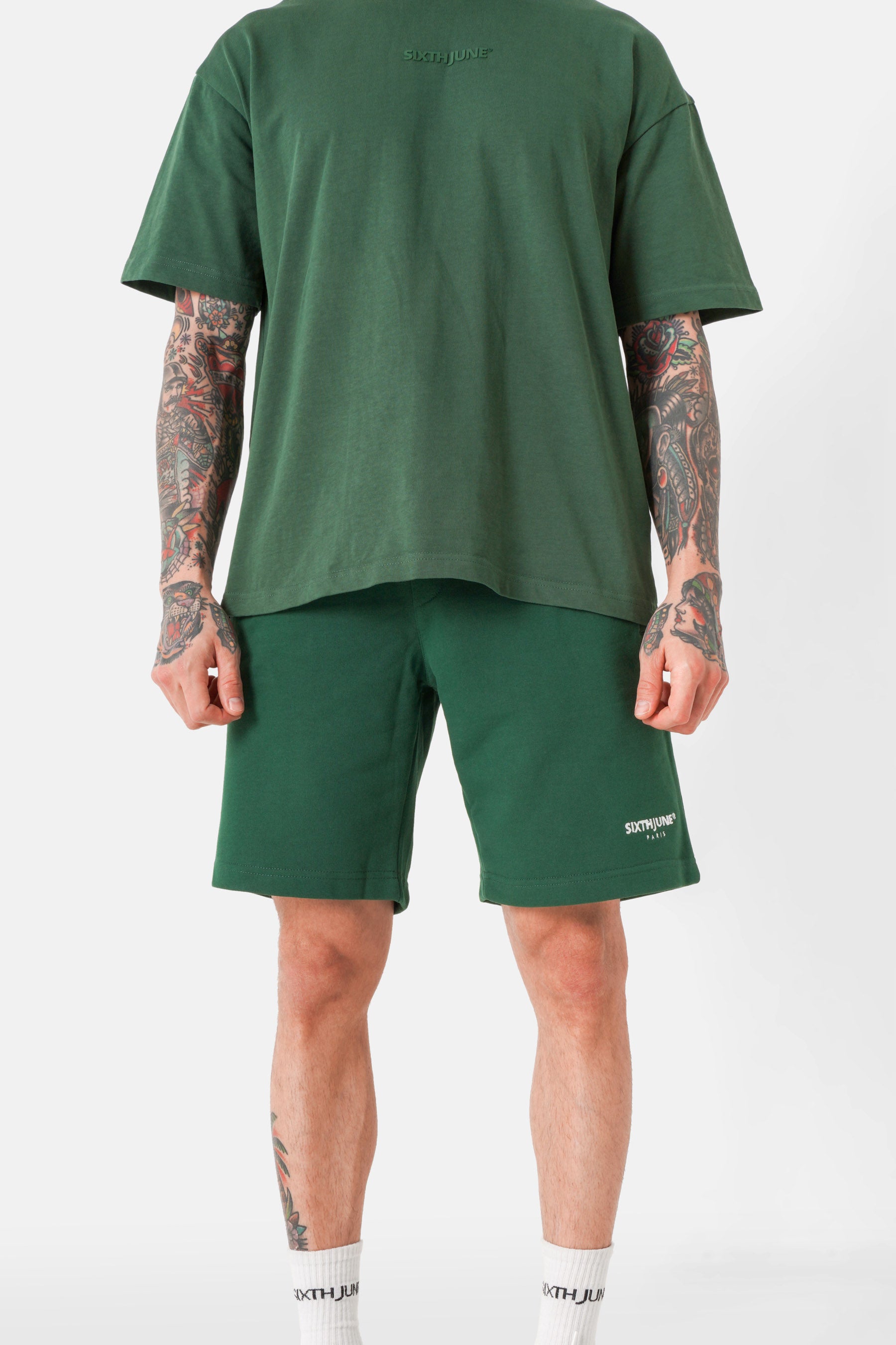 Soft embroidered logo shorts dark Green