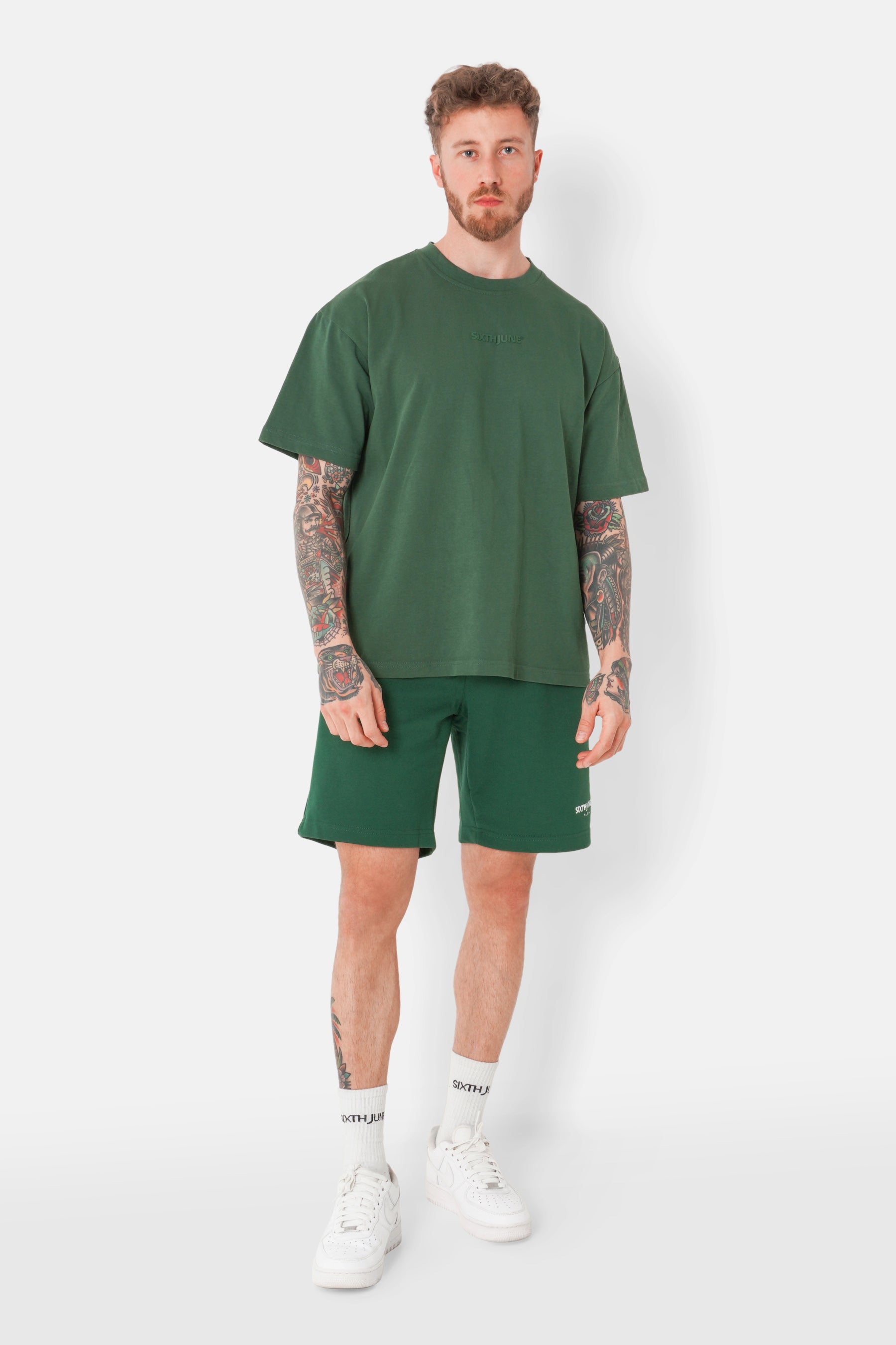 Soft embroidered logo shorts dark Green