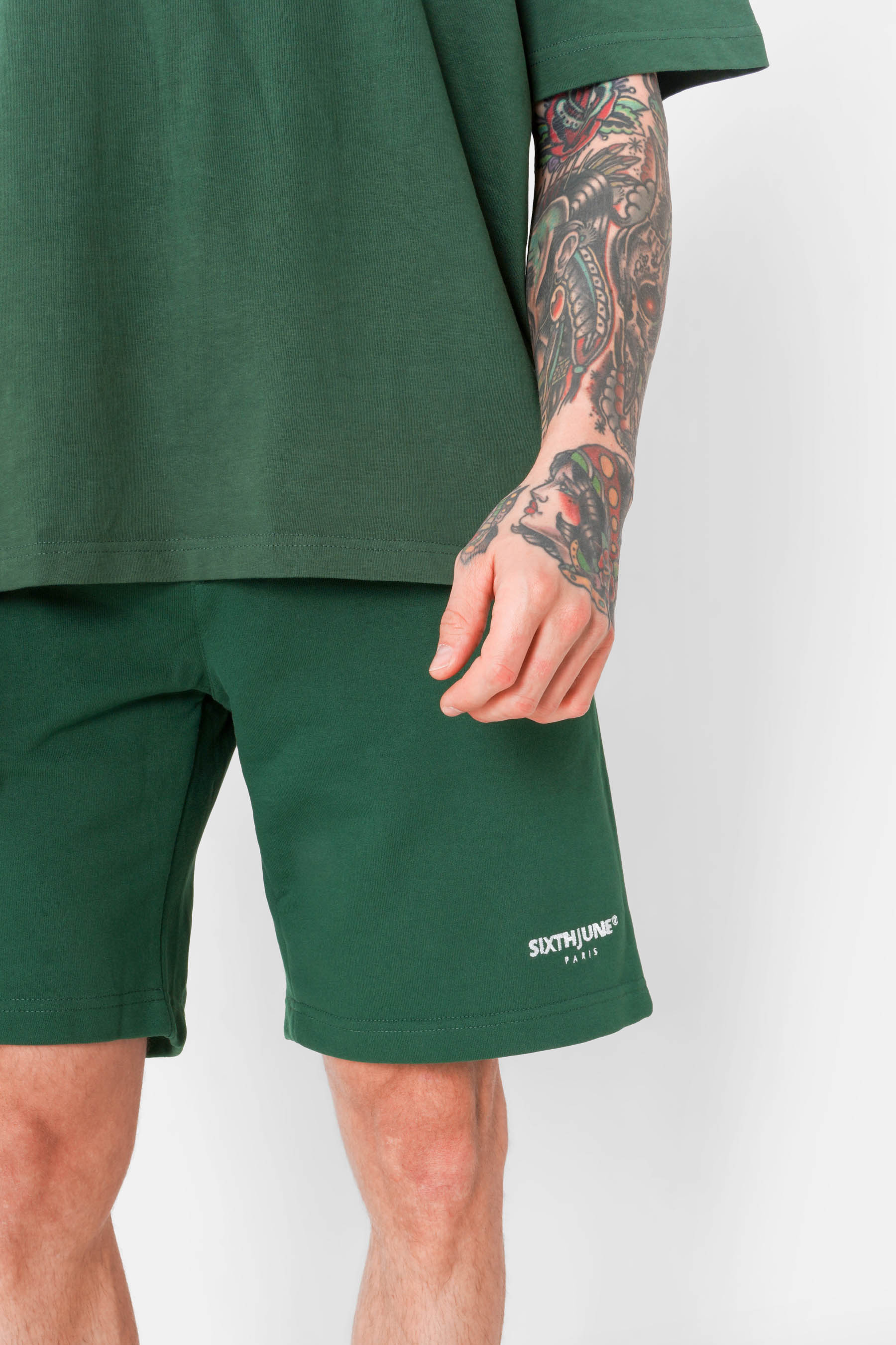 Soft embroidered logo shorts dark Green