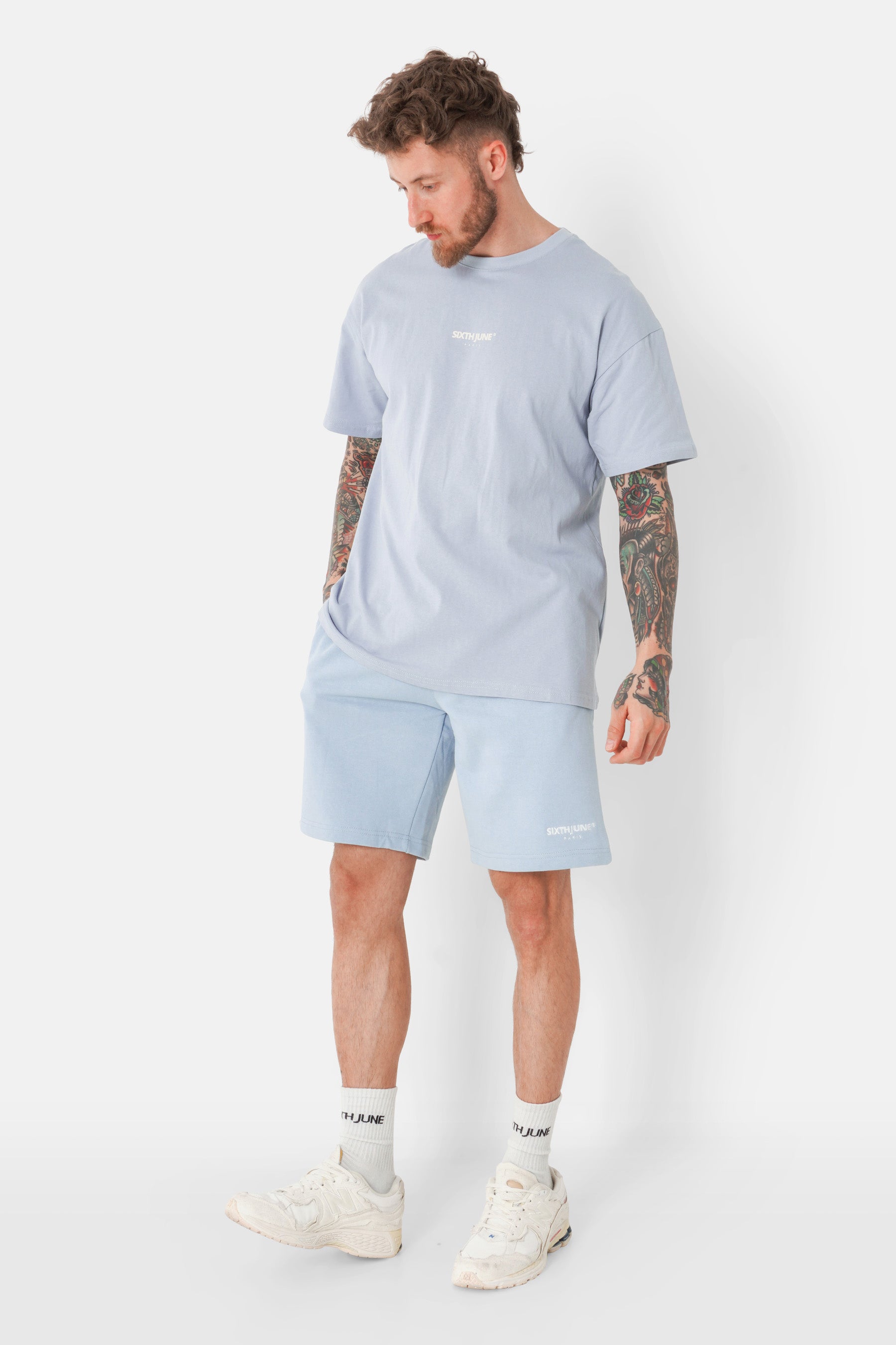 Soft embroidered logo shorts light Blue