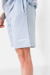 Weiche, bestickte Logo-Shorts Hellblau