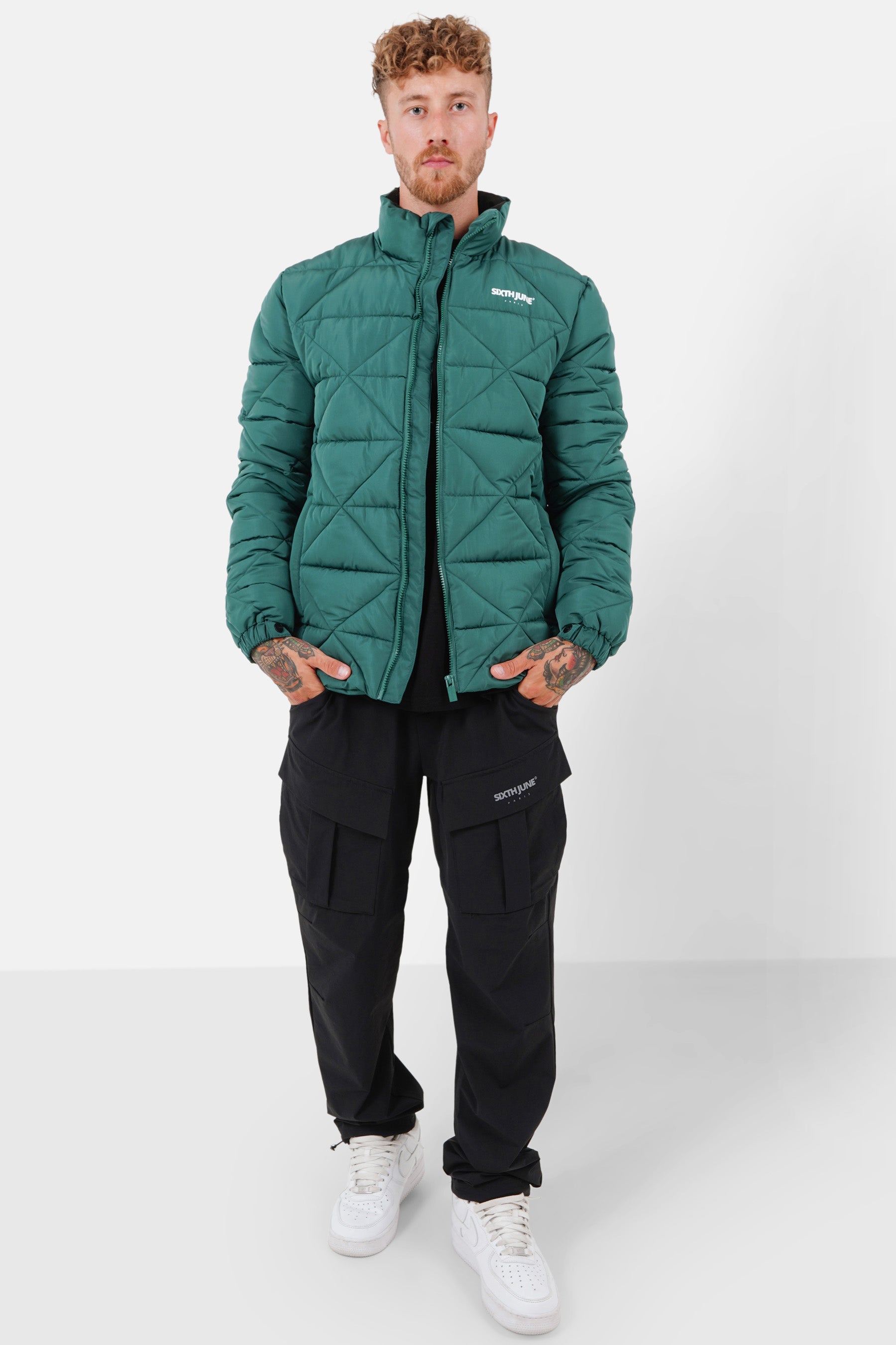 Doudoune matelassée triangle Vert foncé