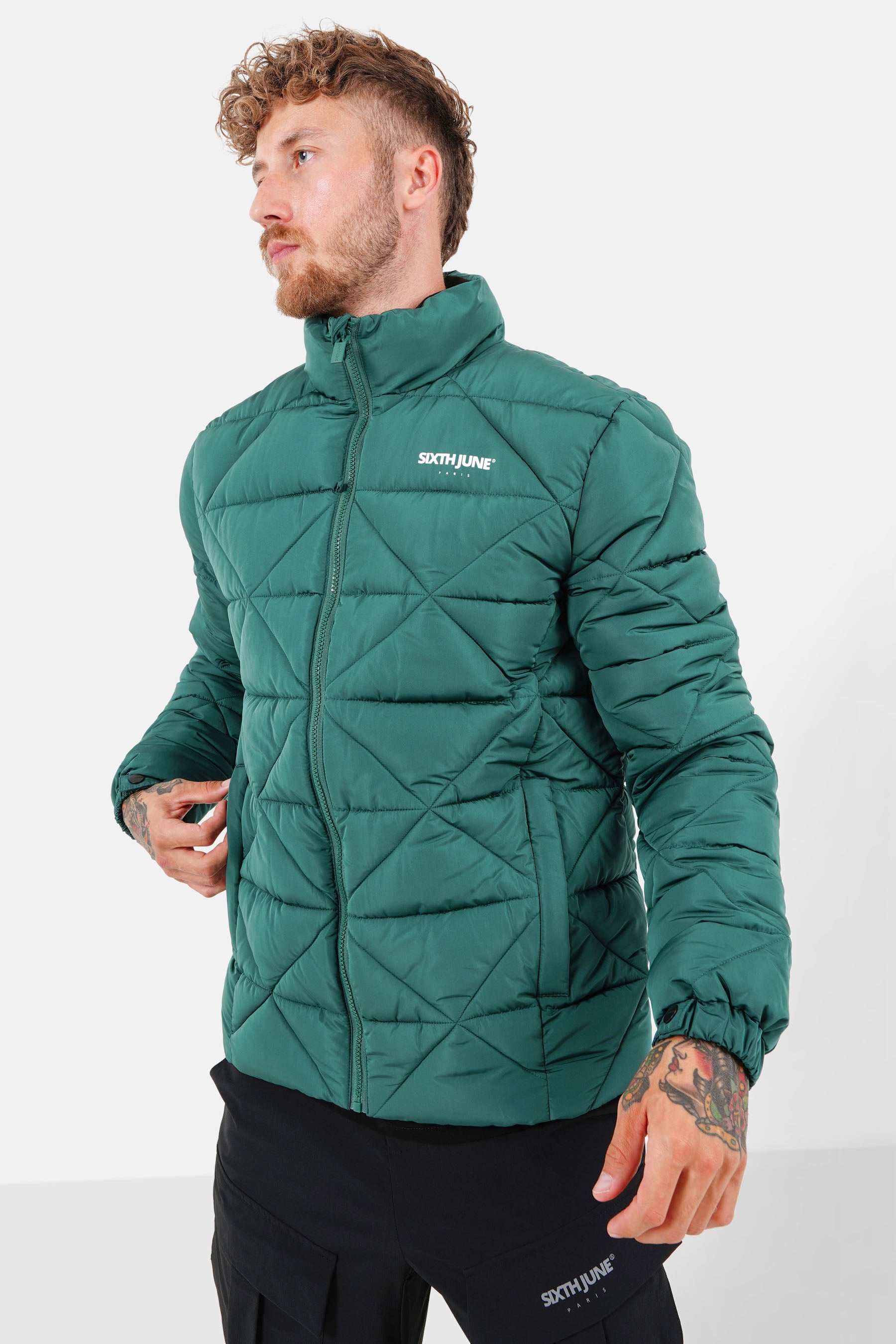 Doudoune matelassée triangle Vert foncé