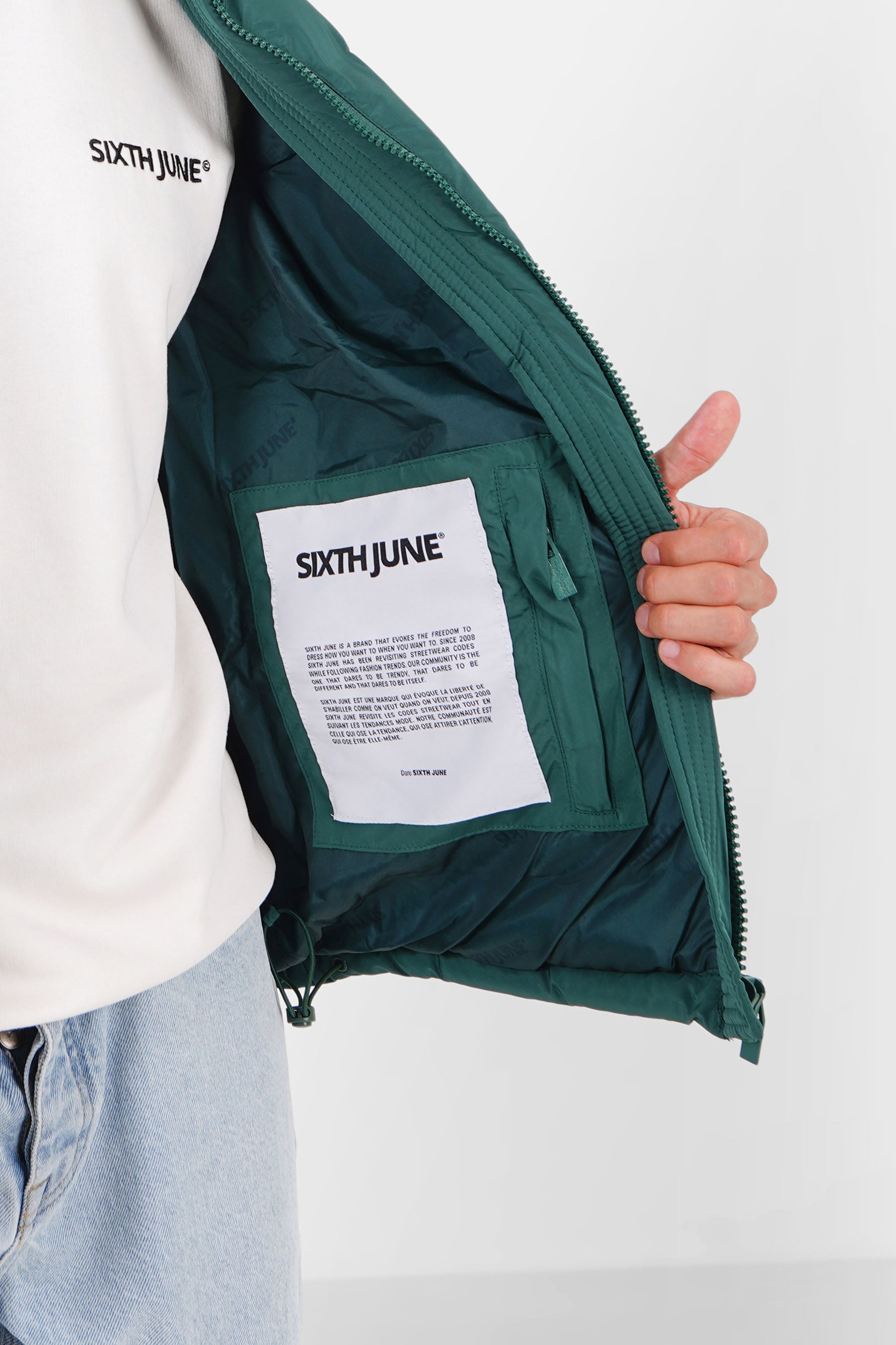 Padded logo down jacket Green